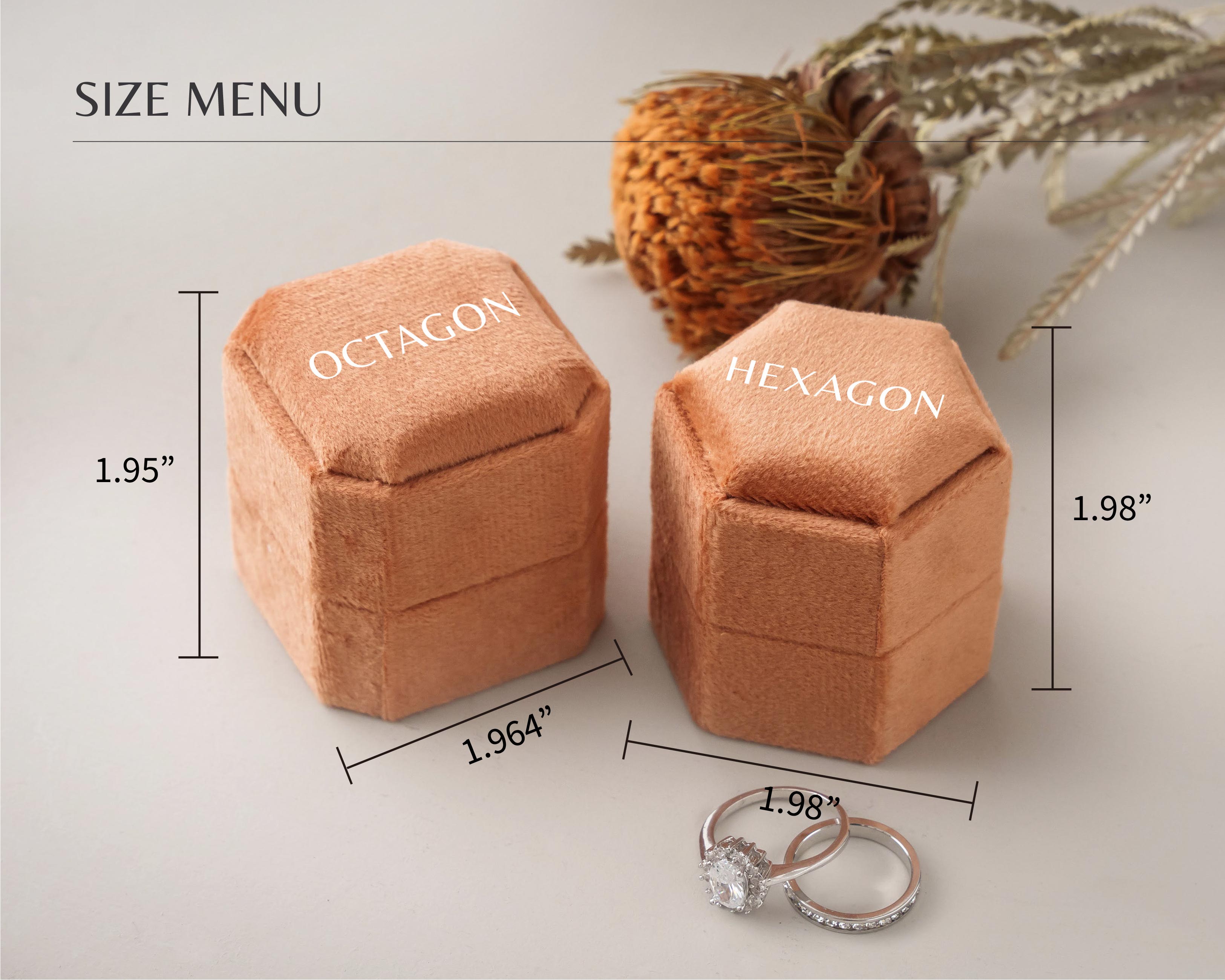 Double Slot Octagon Velvet Ring Box