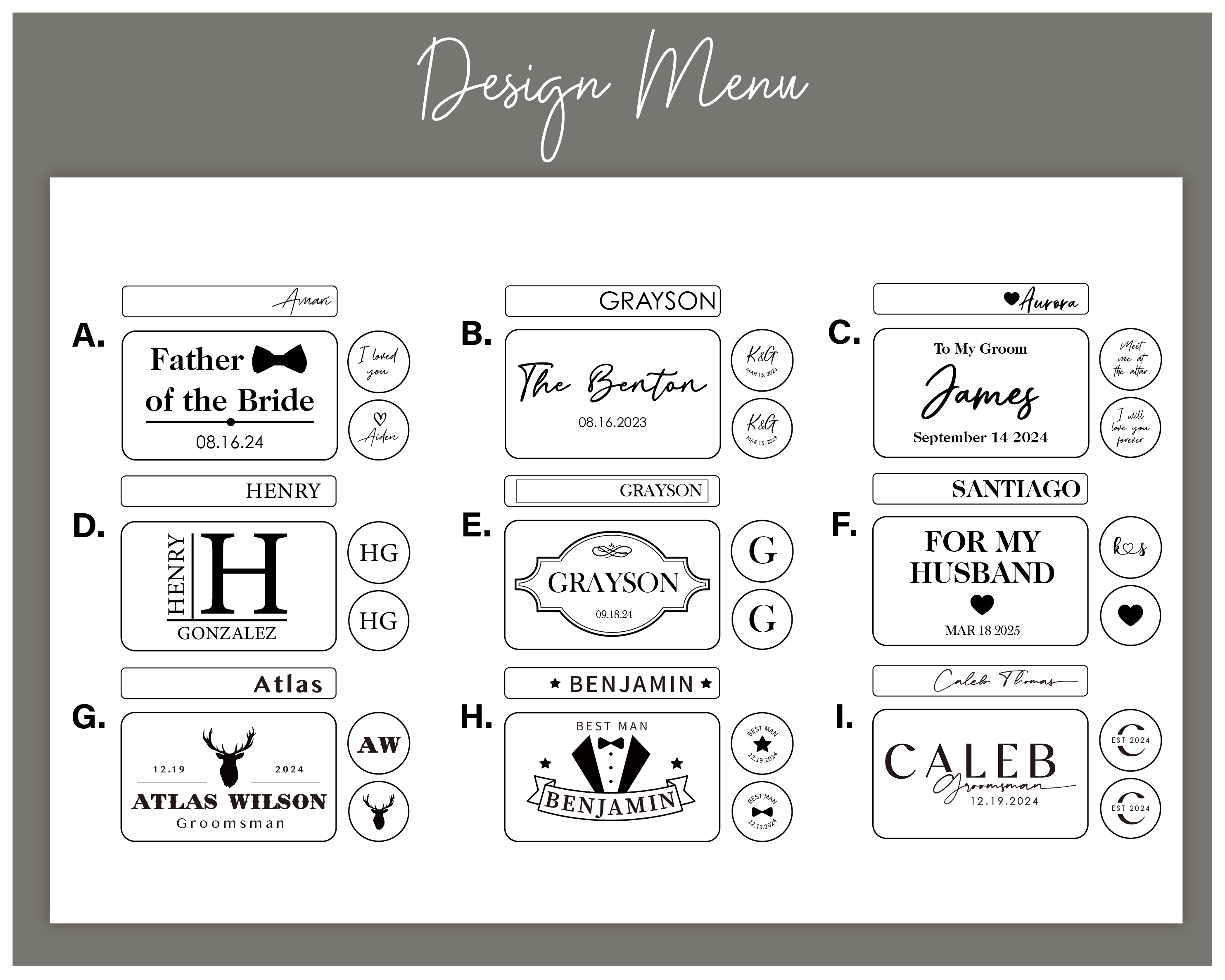 Personalized Metal Cufflinks & Tie Clip Set