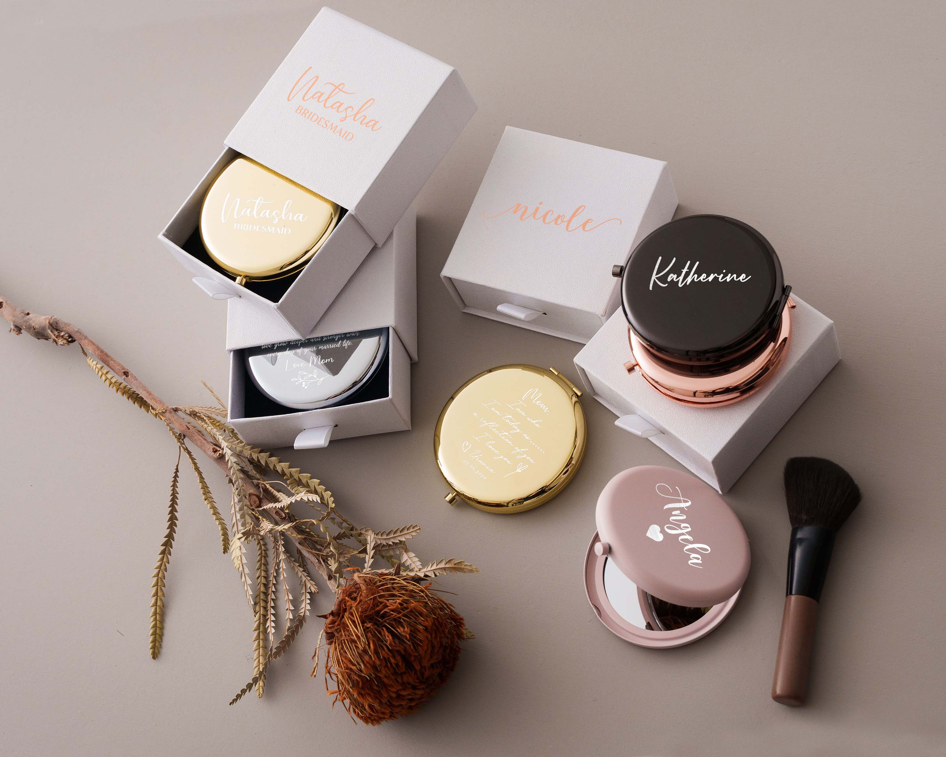 Engraved Pocket Mirror for Her with Gift Box