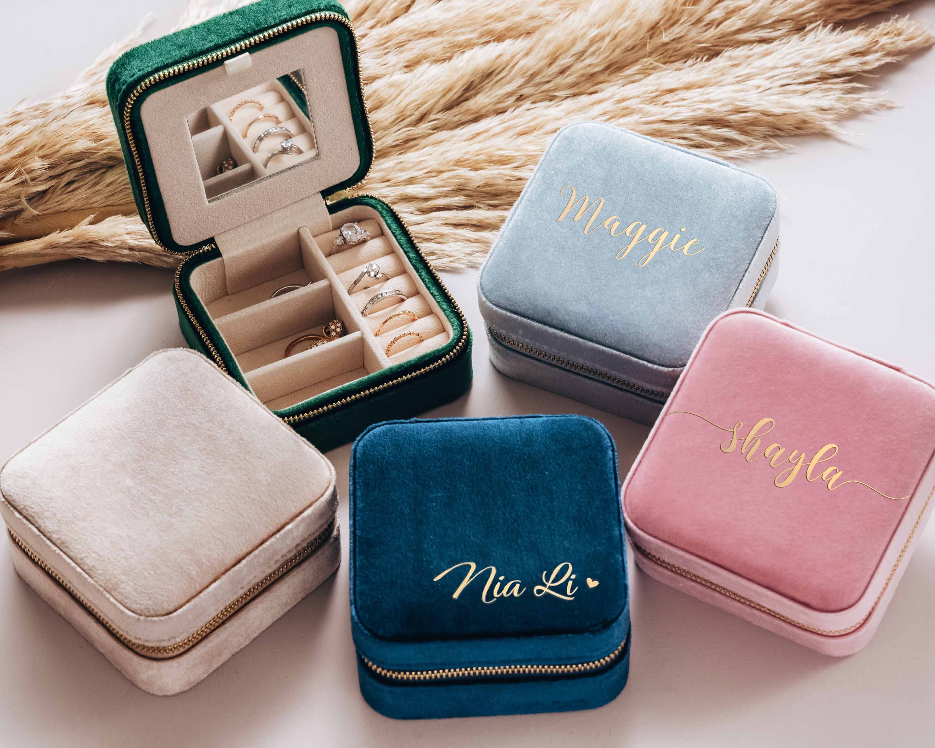 Velvet Travel Jewelry Case | Name Design