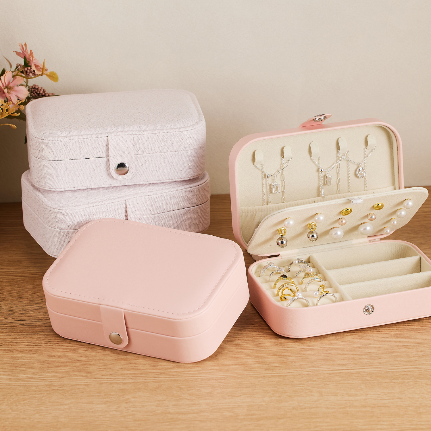 Leather Travel Jewelry Case | Flower Name Design