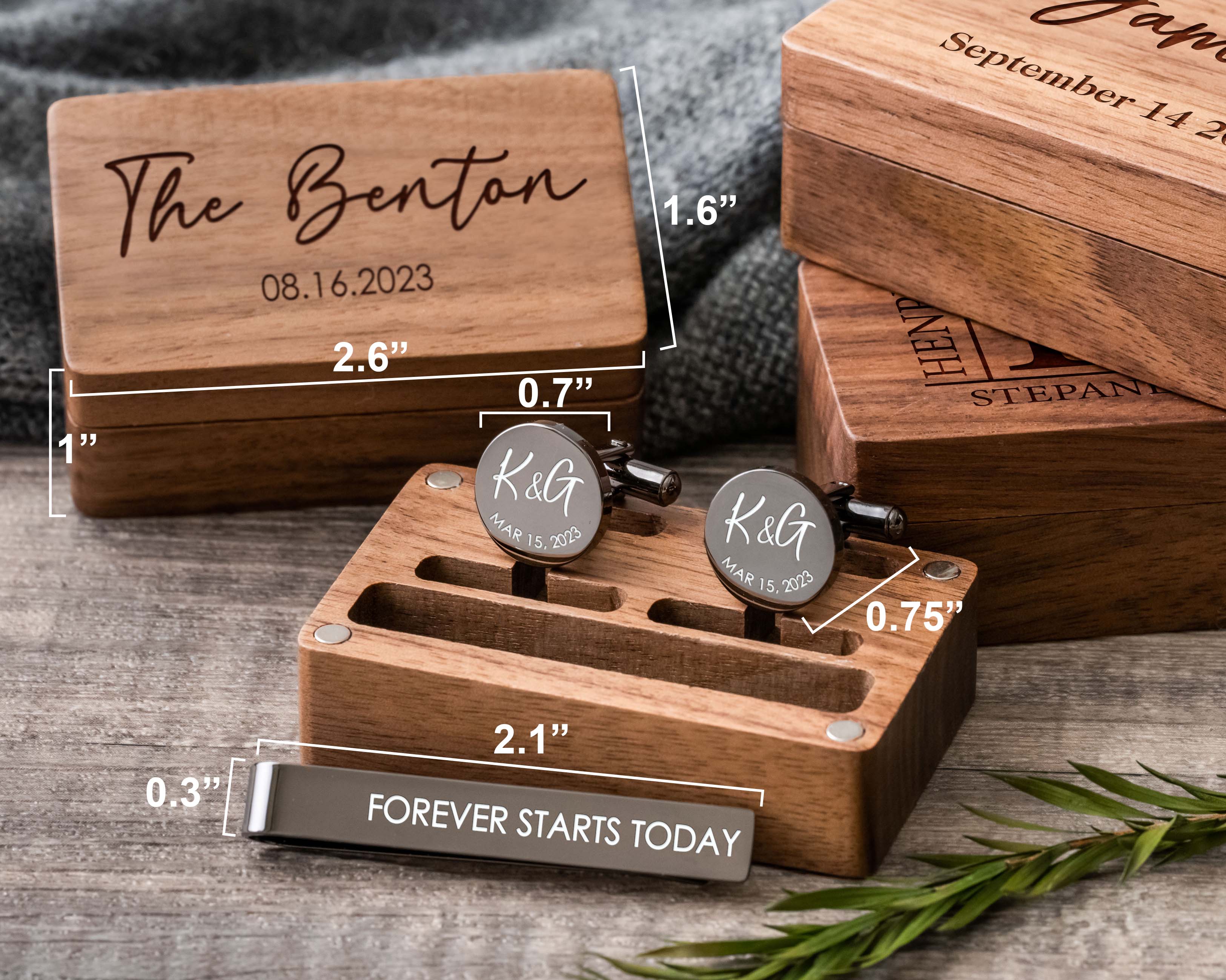 Personalized Metal Cufflinks & Tie Clip Set