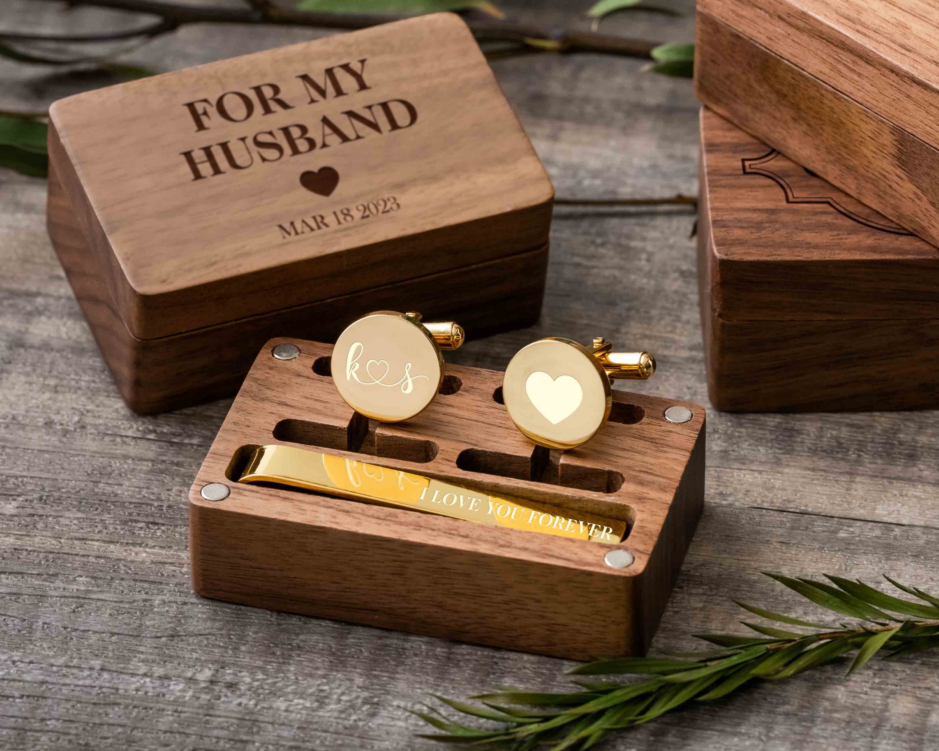 Personalized Metal Cufflinks & Tie Clip Set