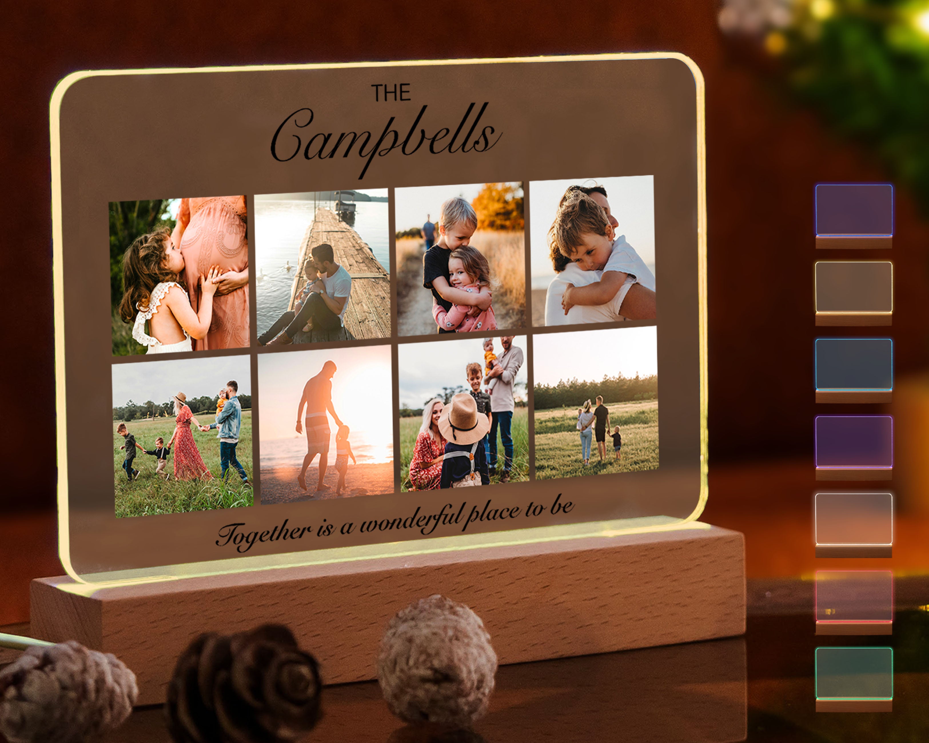 Multicolor LED Night Light Pictures Grid Frame