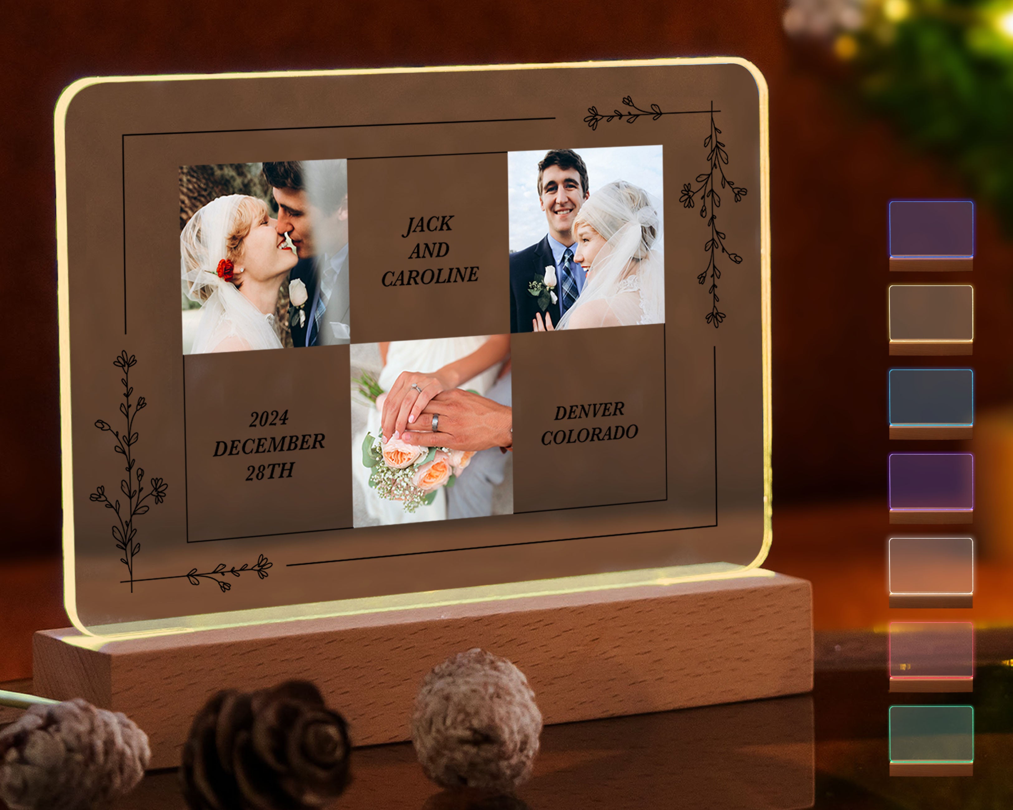 Multicolor LED Night Light Picture Grid&Text Frame