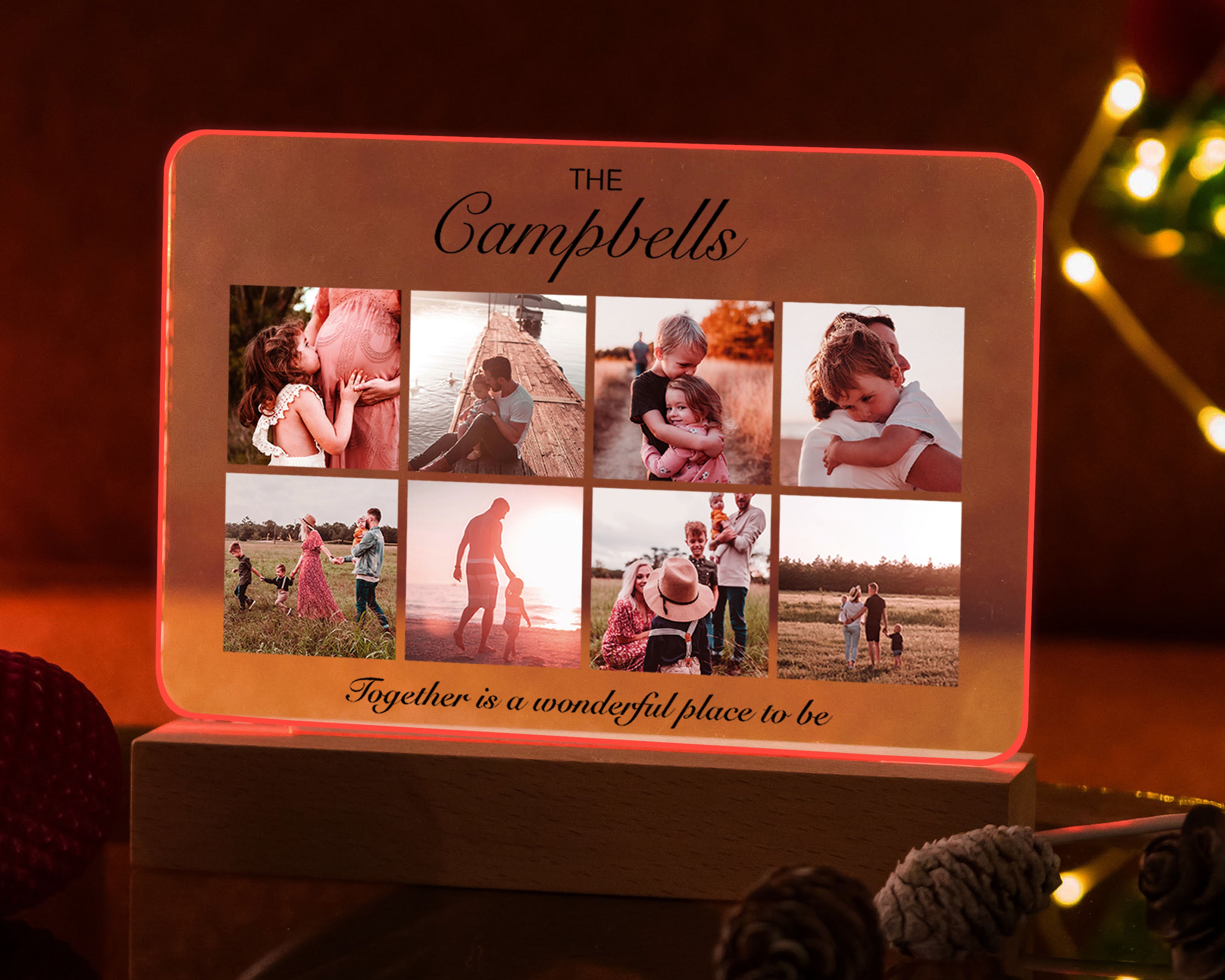 Multicolor LED Night Light Pictures Grid Frame