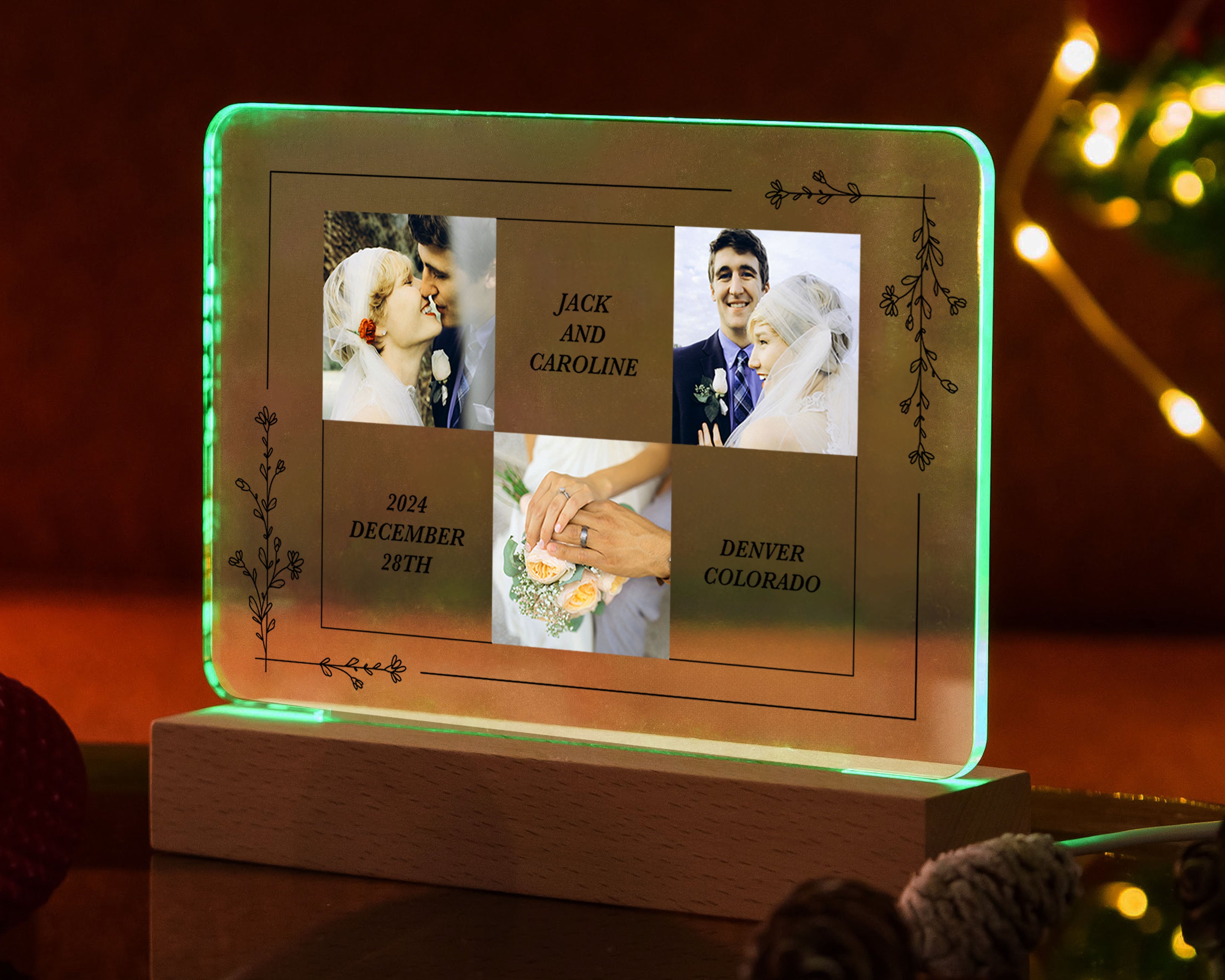 Multicolor LED Night Light Picture Grid&Text Frame