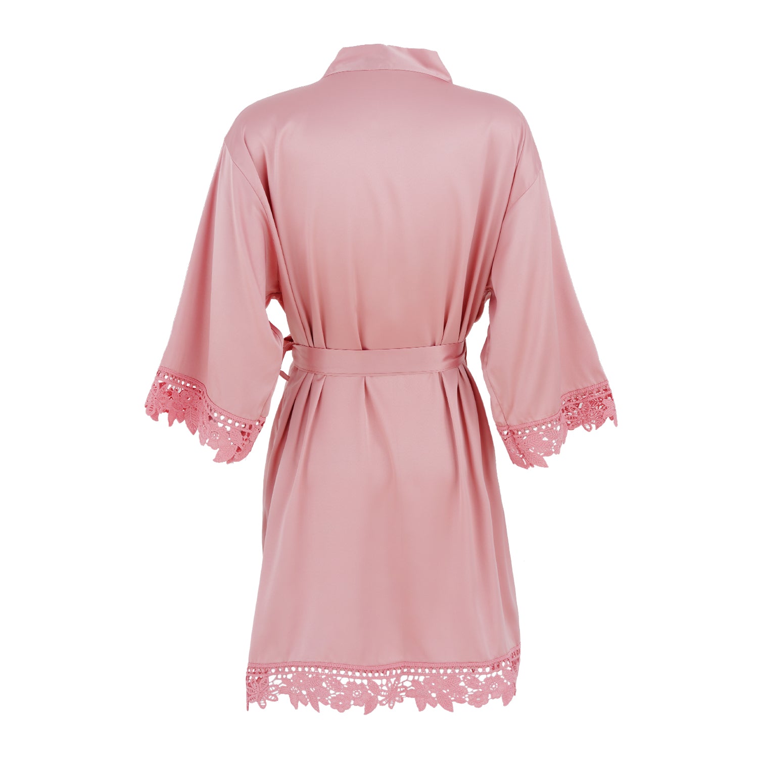Satin Chunky Lace Bridesmaid Robes - Back Design