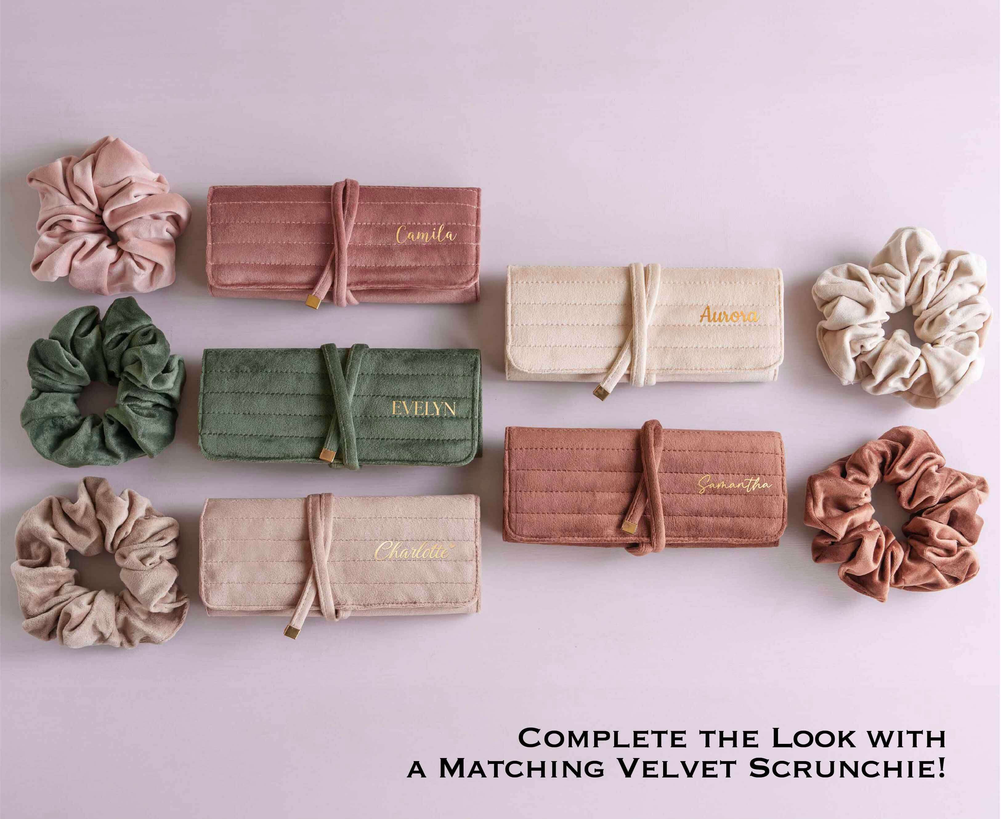 Velvet Jewelry Roll & Scrunchie Set