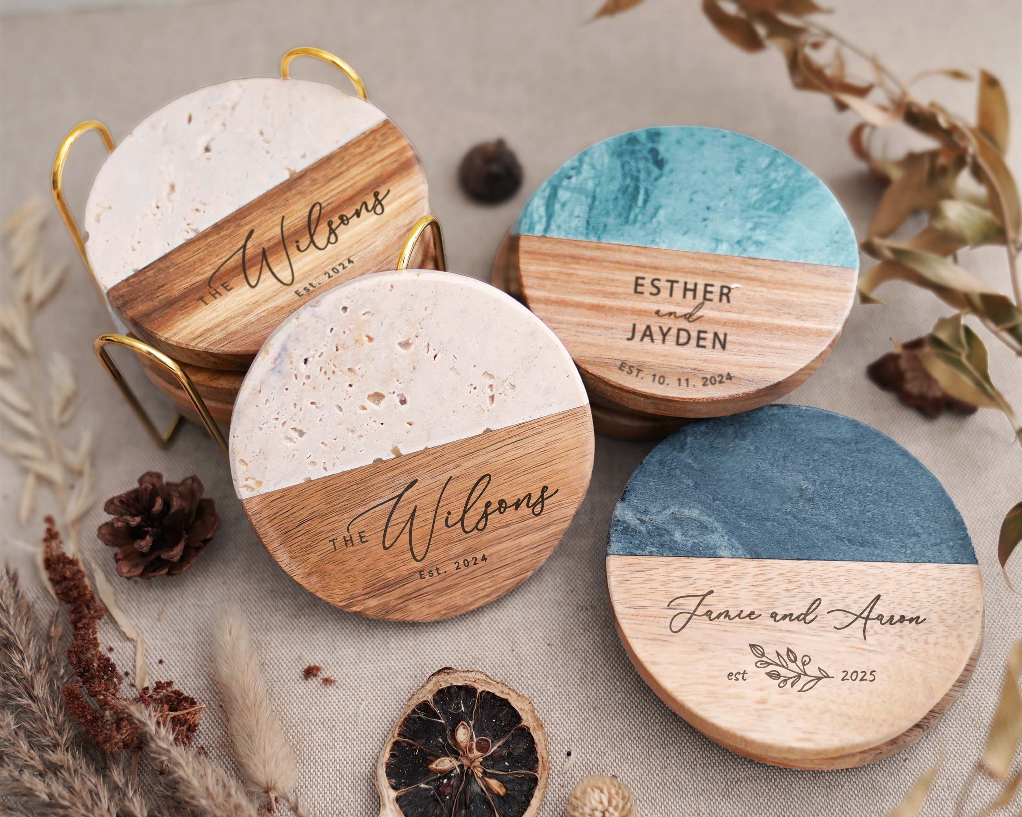 Grey Marble Coaster Set