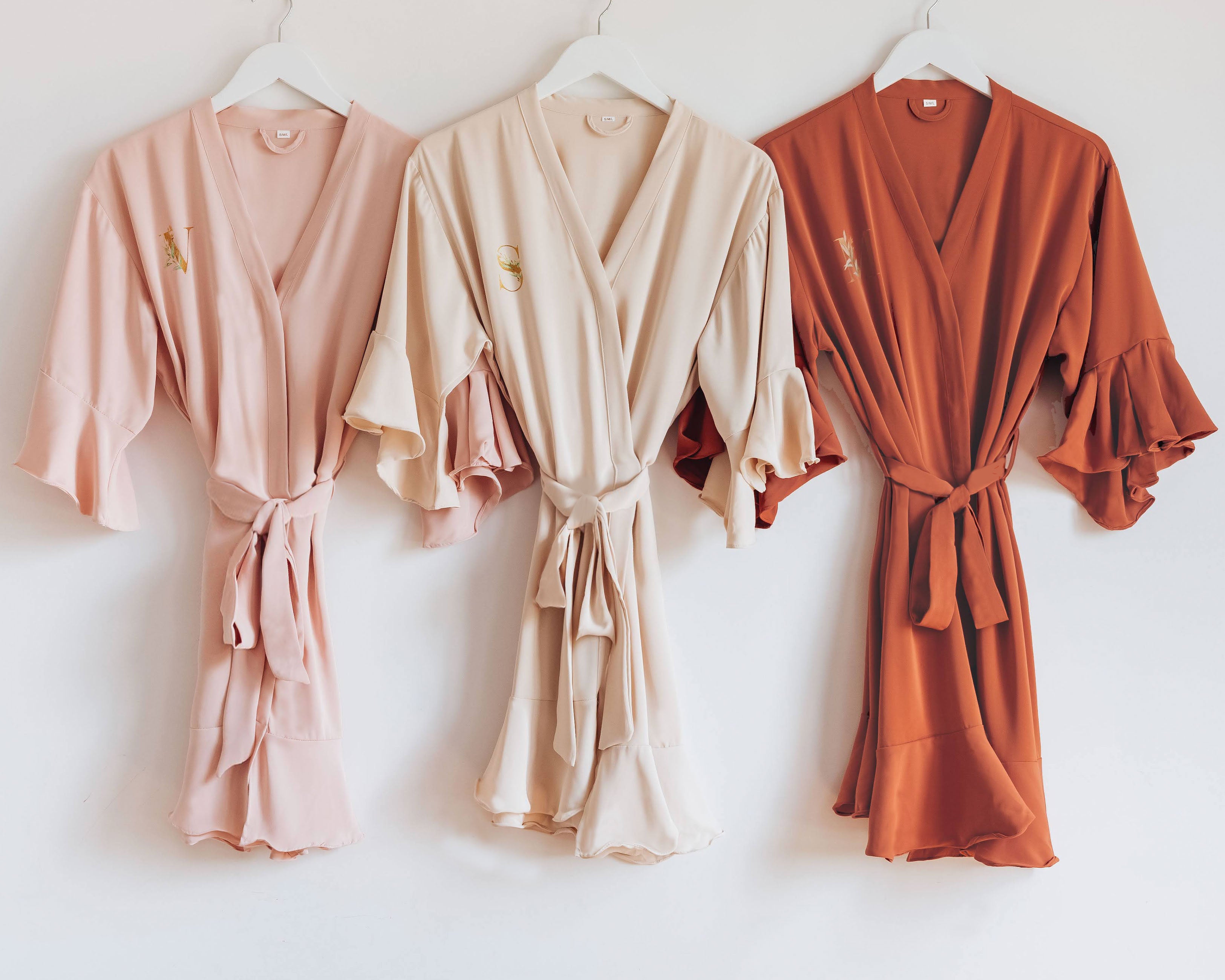 Monogrammed Flower Letter Ruffle Party Robes - Fit Most