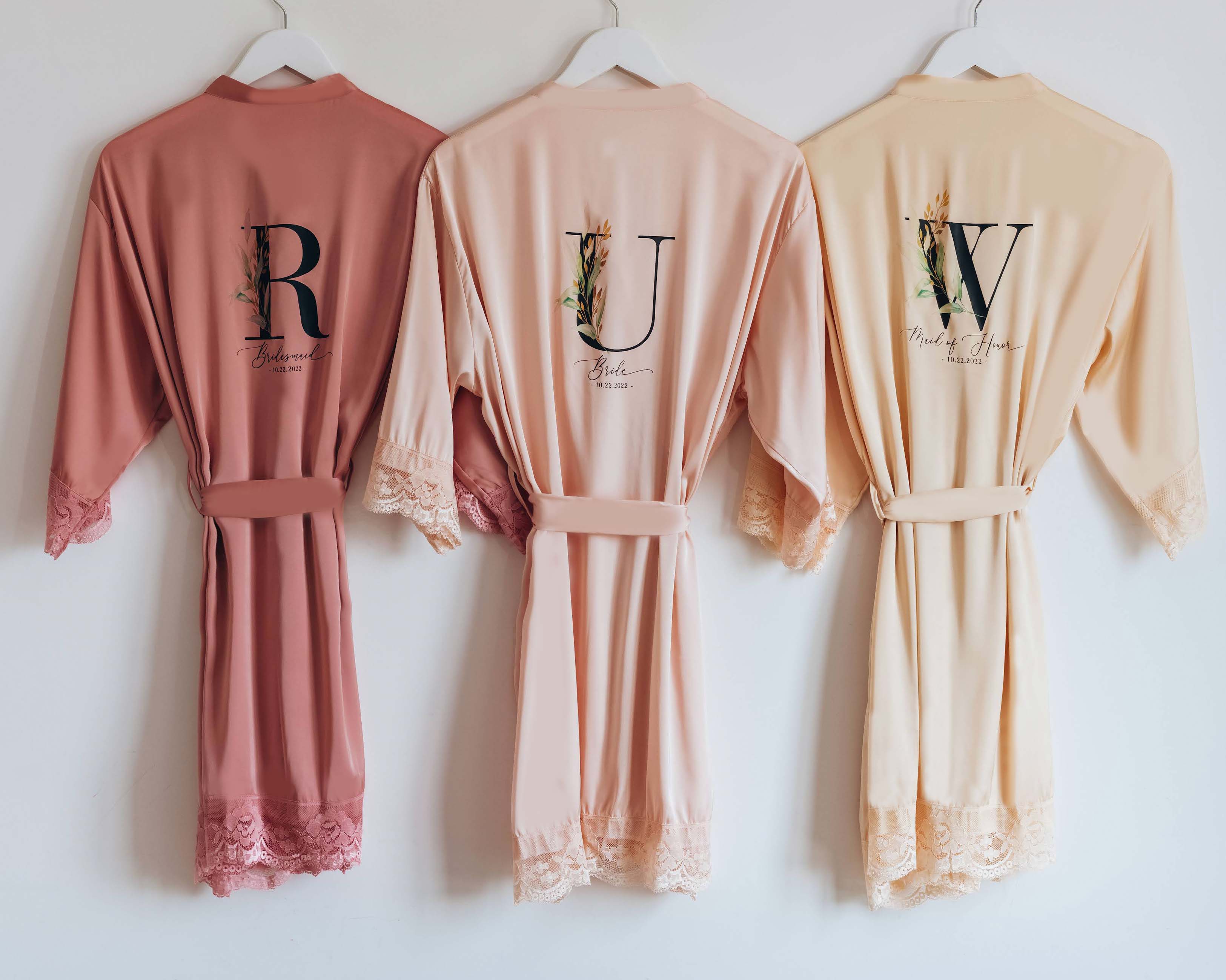 Monogrammed Flower Letter Ruffle Party Robes - Plus