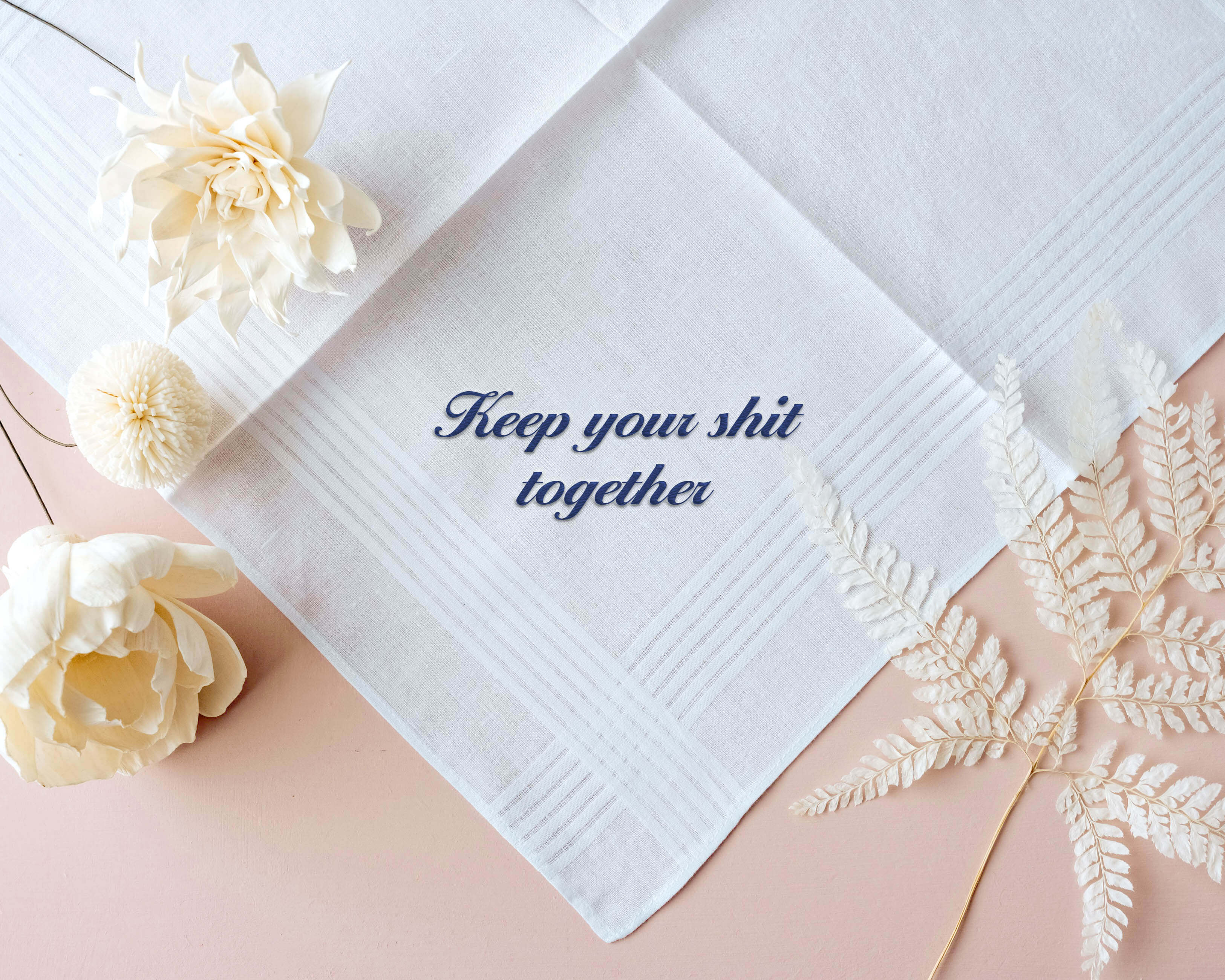 Personalized Wedding Handkerchief with name and wedding date and message. - Hundred Hearts