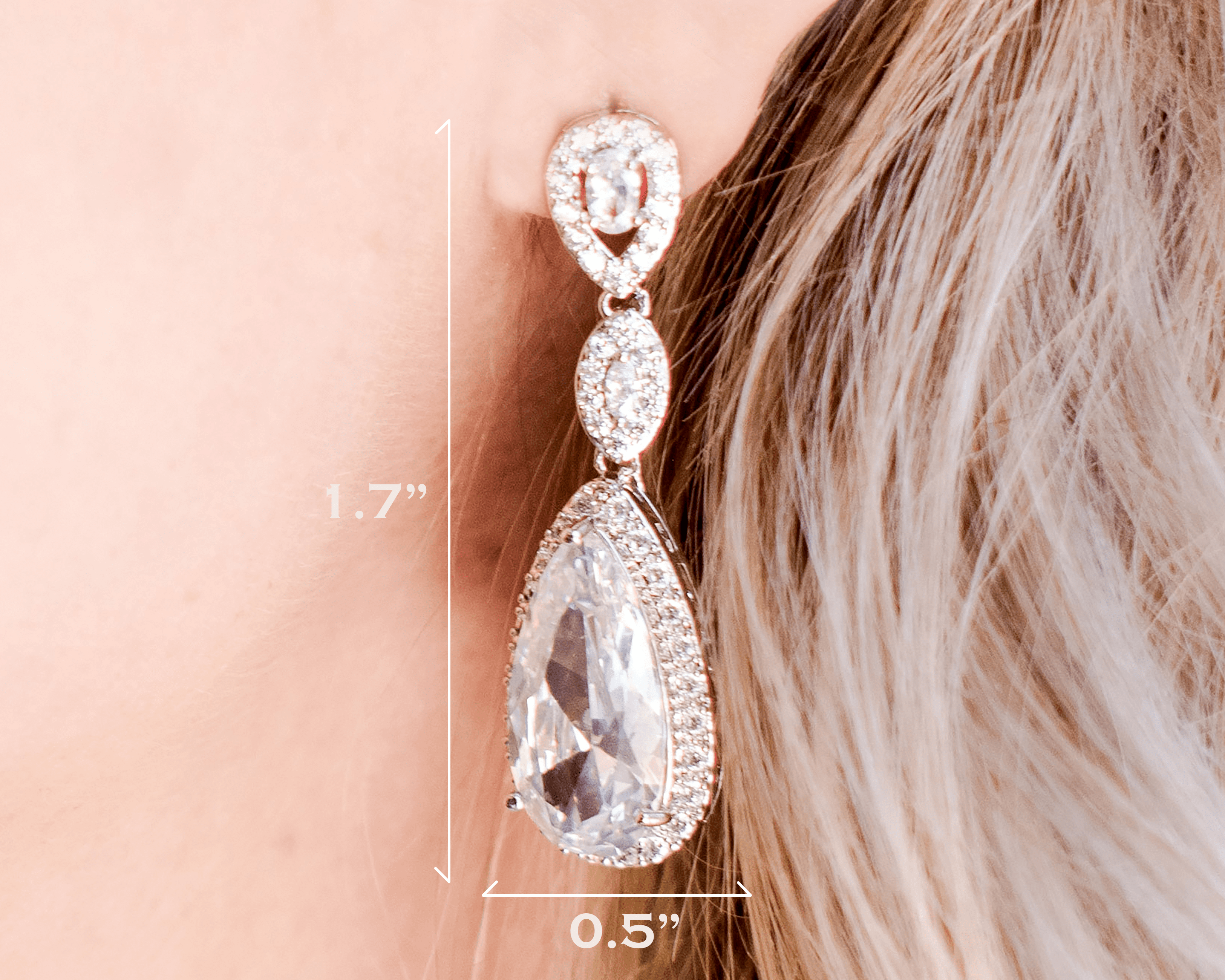 Water Drop Earrings - A beautiful bride wear Bridal Dangle Earrings with detail dimension - Hundred Hearts