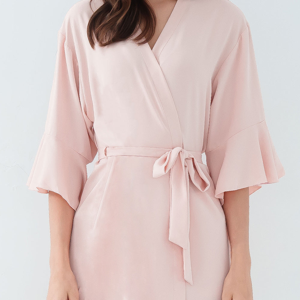 Ruffle Bridal Party Robes in Blush