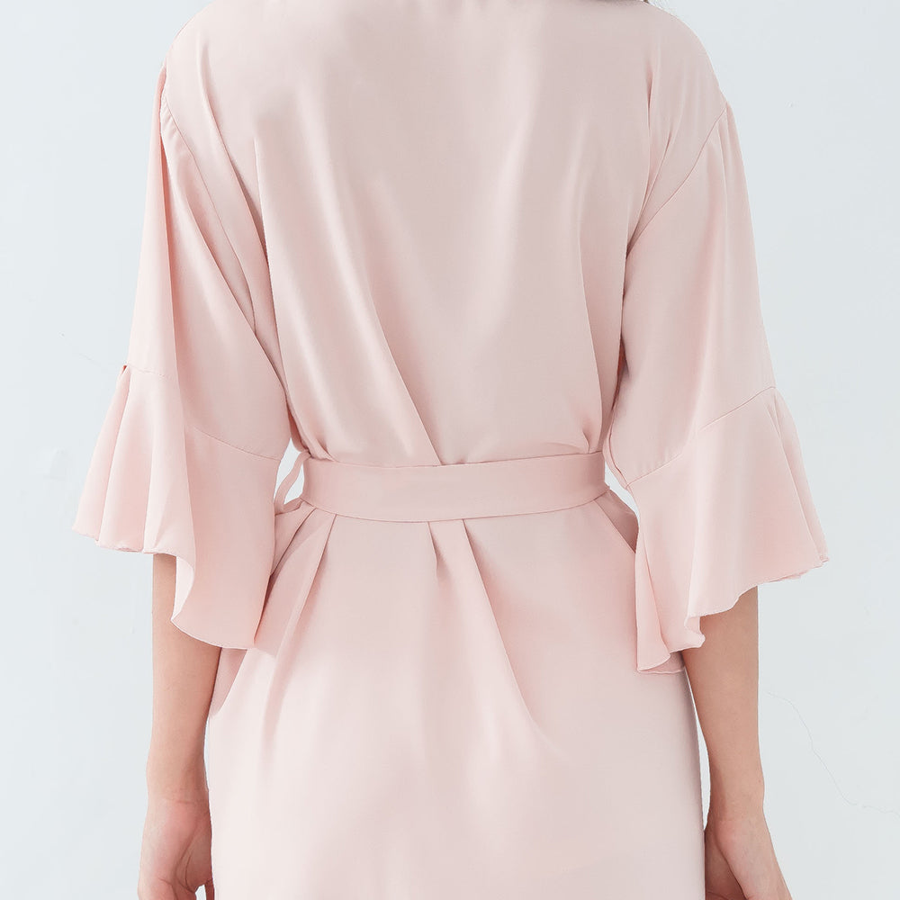 Ruffle Bridal Party Robes in Blush