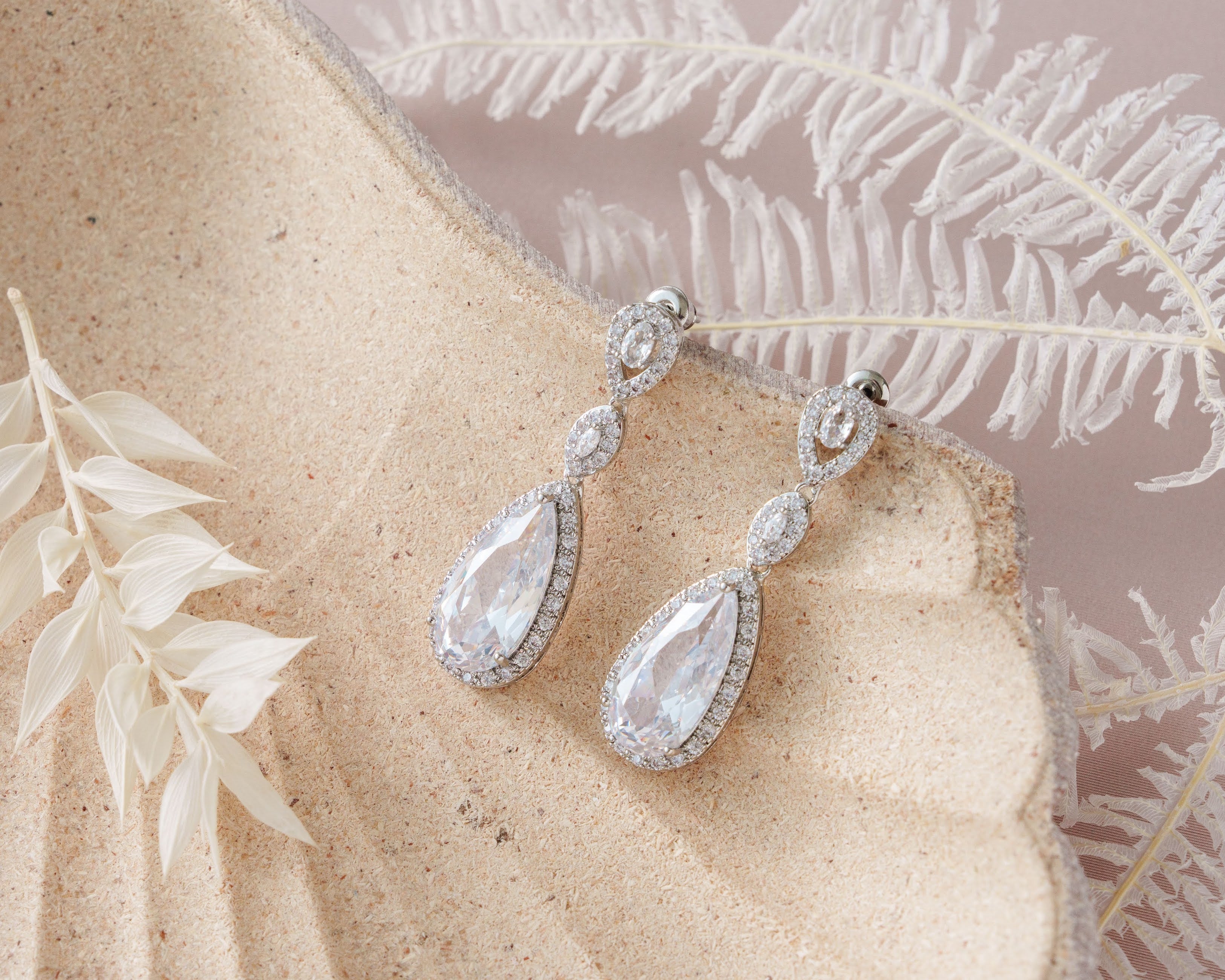 Water Drop Wedding Earrings