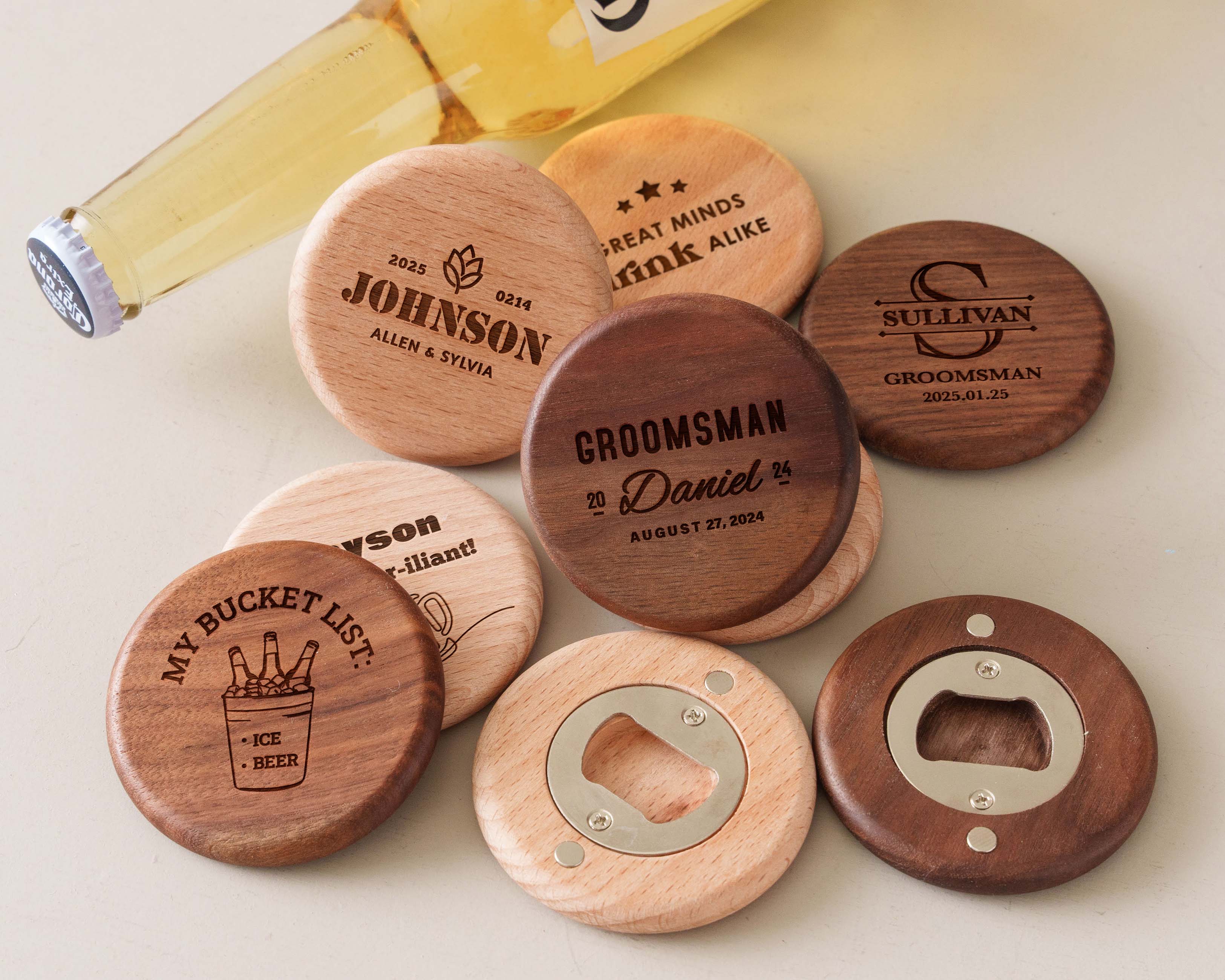 Bottle Opener Wood Magnet