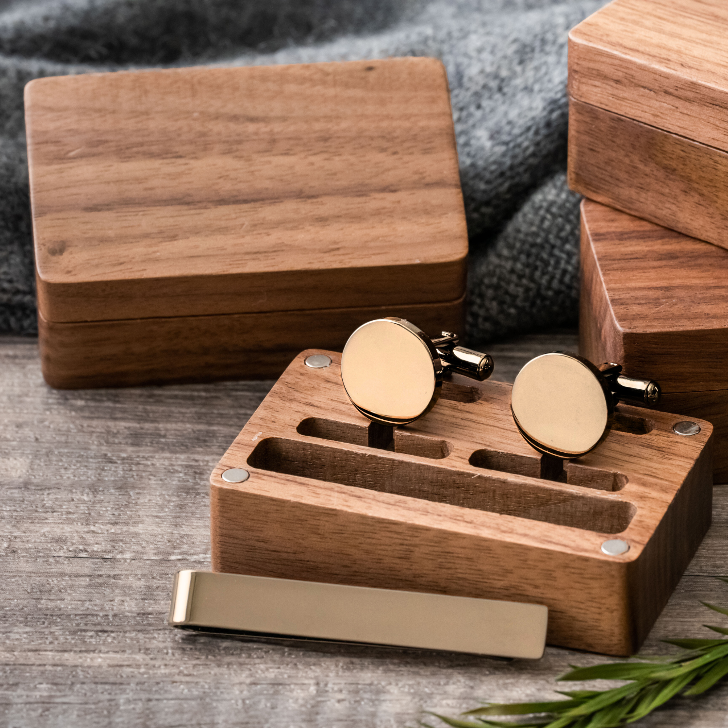 Personalized Metal Cufflinks & Tie Clip Set