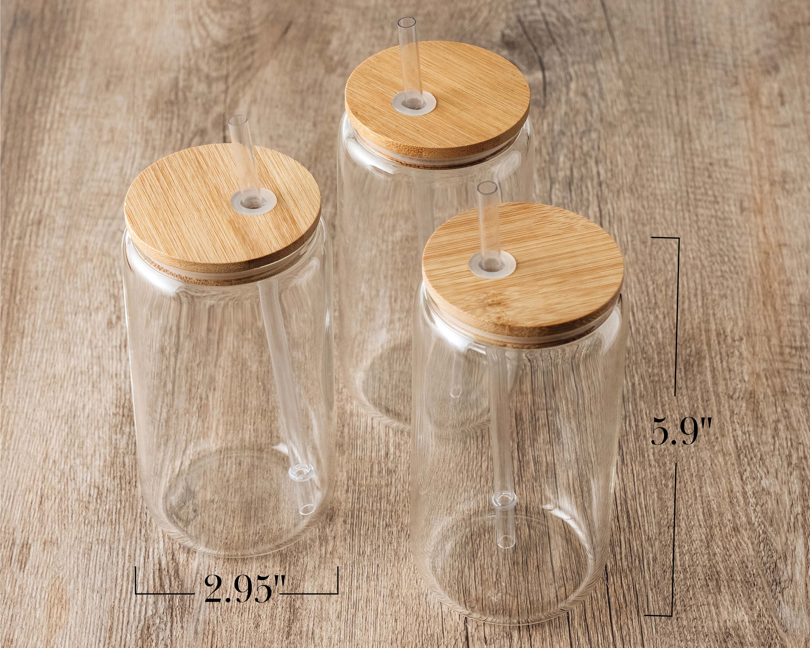16oz Sublimation Glass Cup with Straw & Lid - White Font Name