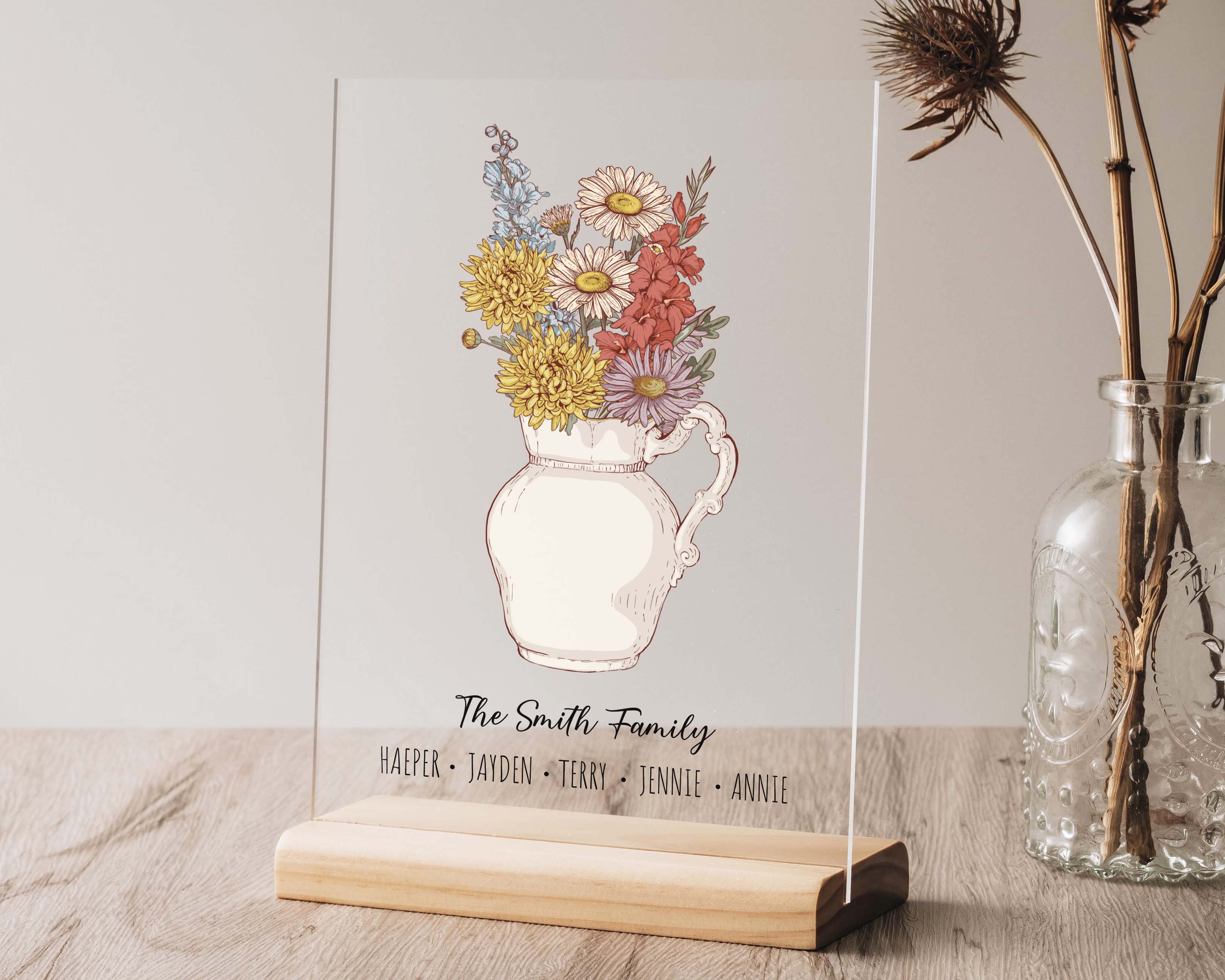 Personalized Birth Flower Acrylic Plaque