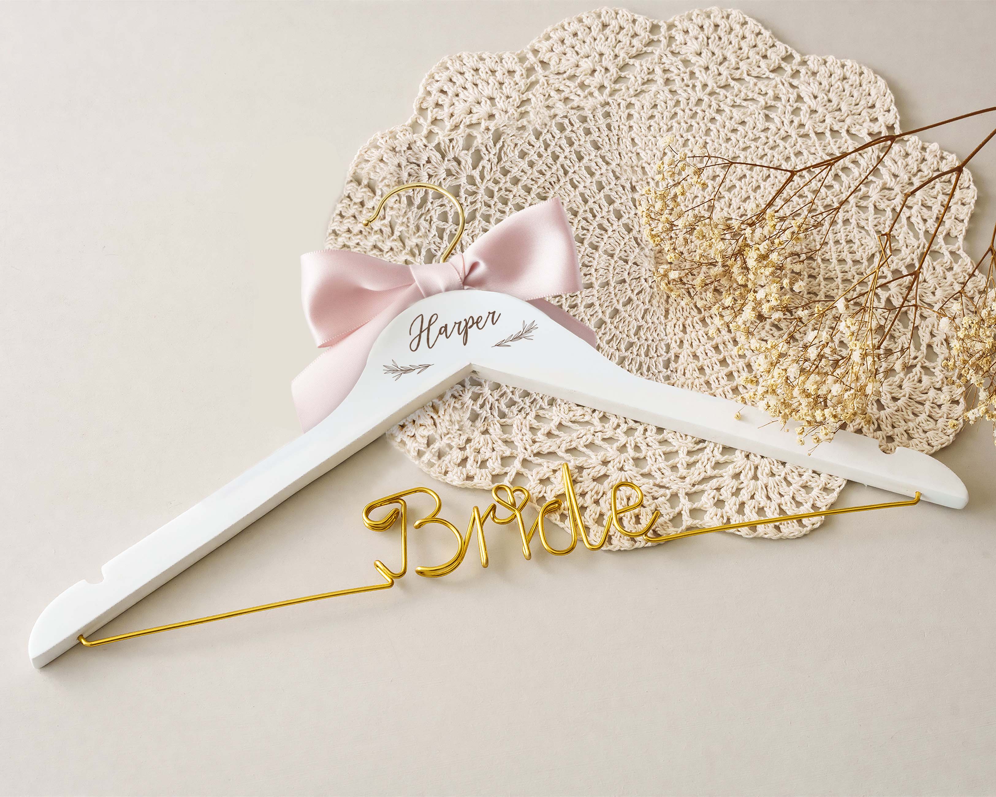 Bridesmaid Wire Wedding Hanger with Bow