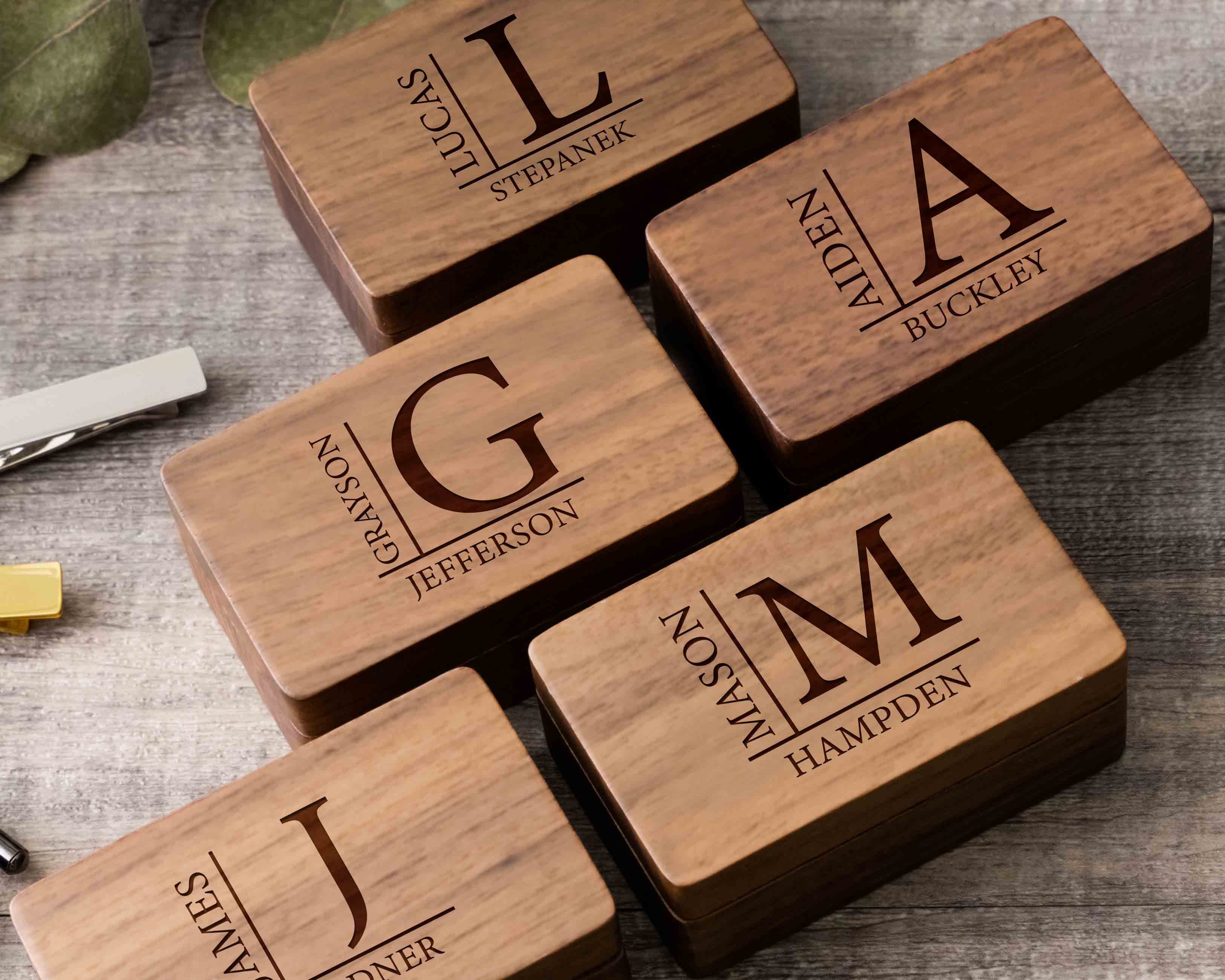 Personalized Metal Cufflinks & Tie Clip Set