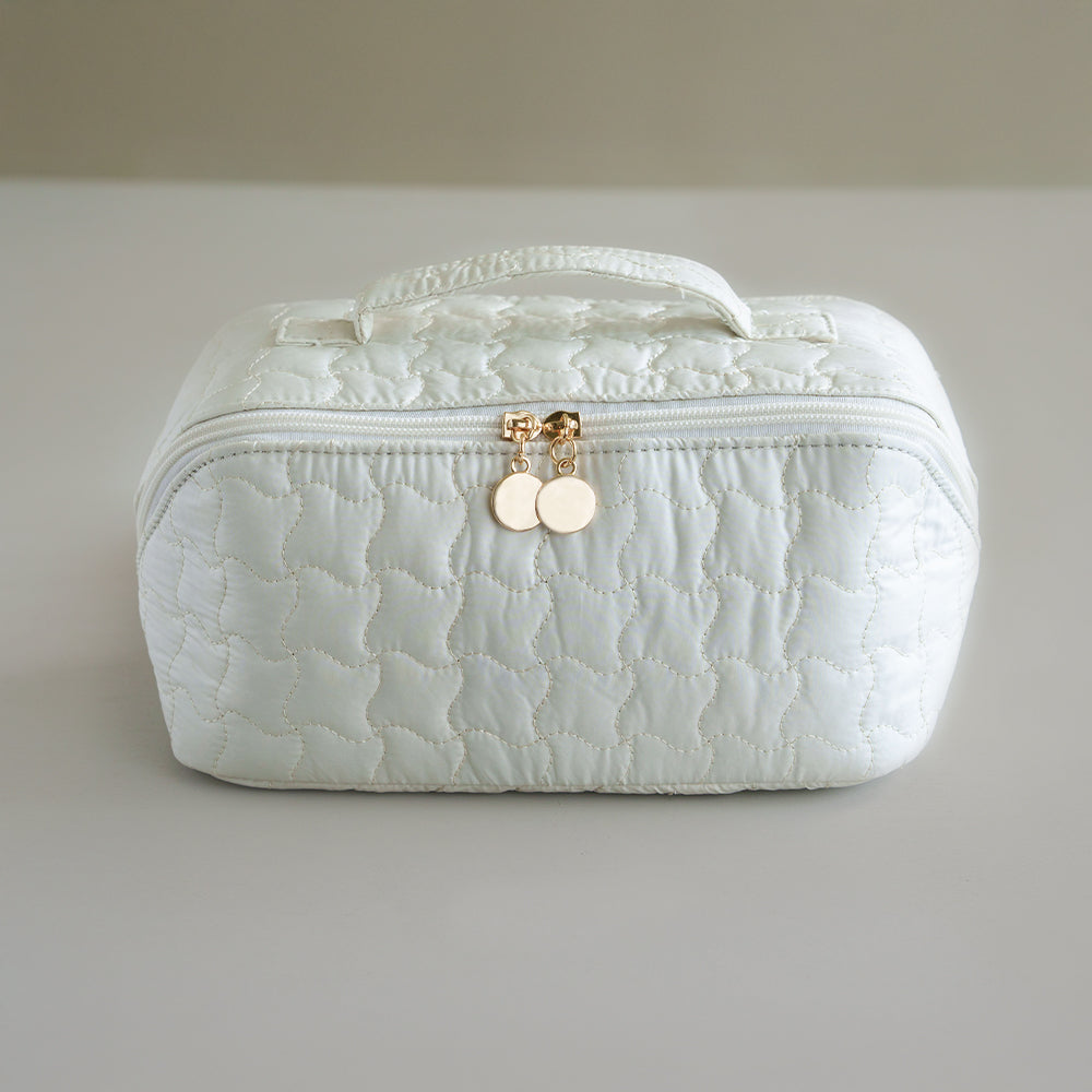 Embroidered Quilted Makeup Bag