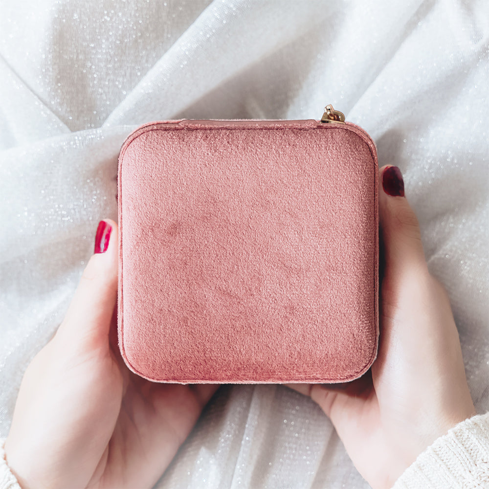 Velvet Jewelry Box with Birth Flower