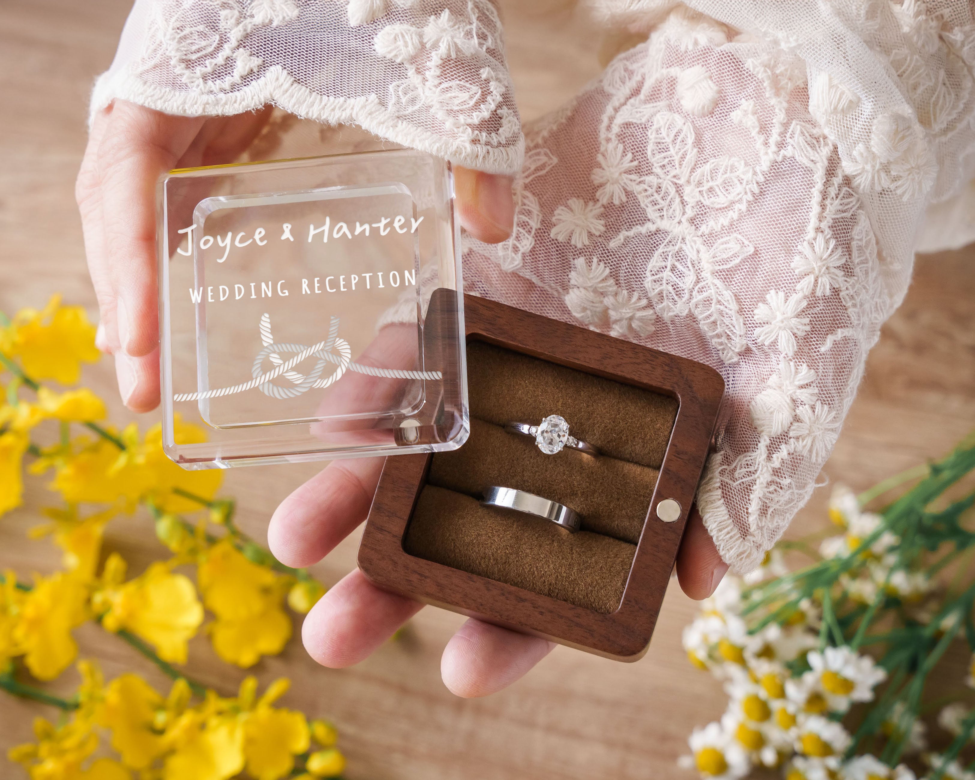 Wooden Ring Box with Acrylic Lid