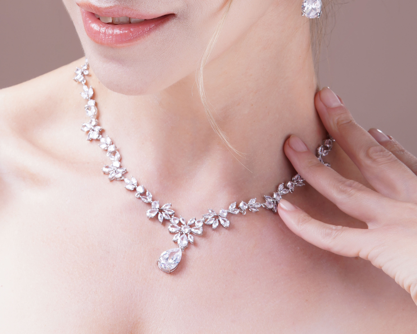 Crystal Bridal Necklace Earring Set