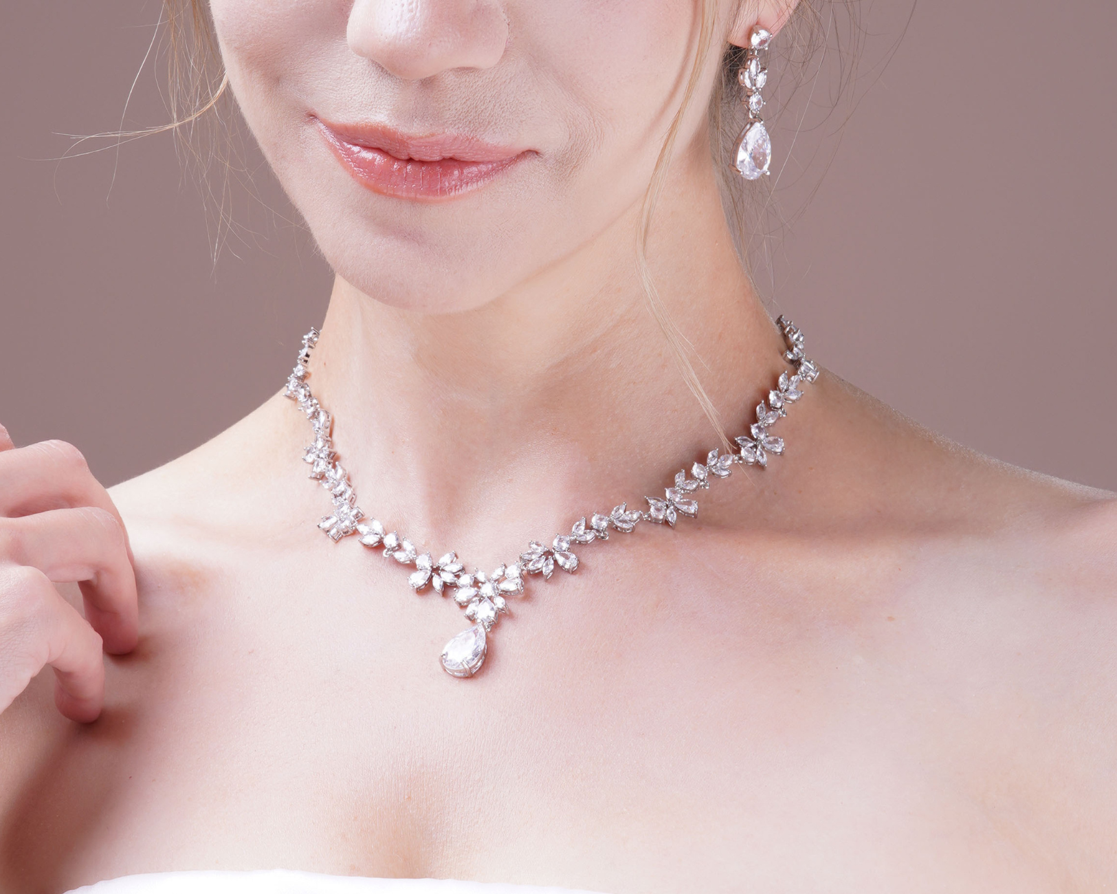 Crystal Bridal Necklace Earring Set