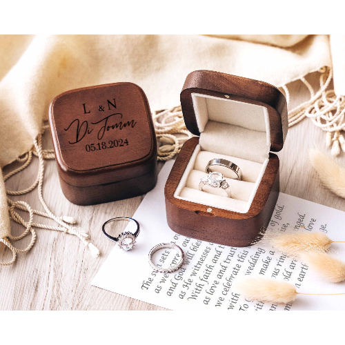 Personalized Engraved Wooden Wedding Ring Box