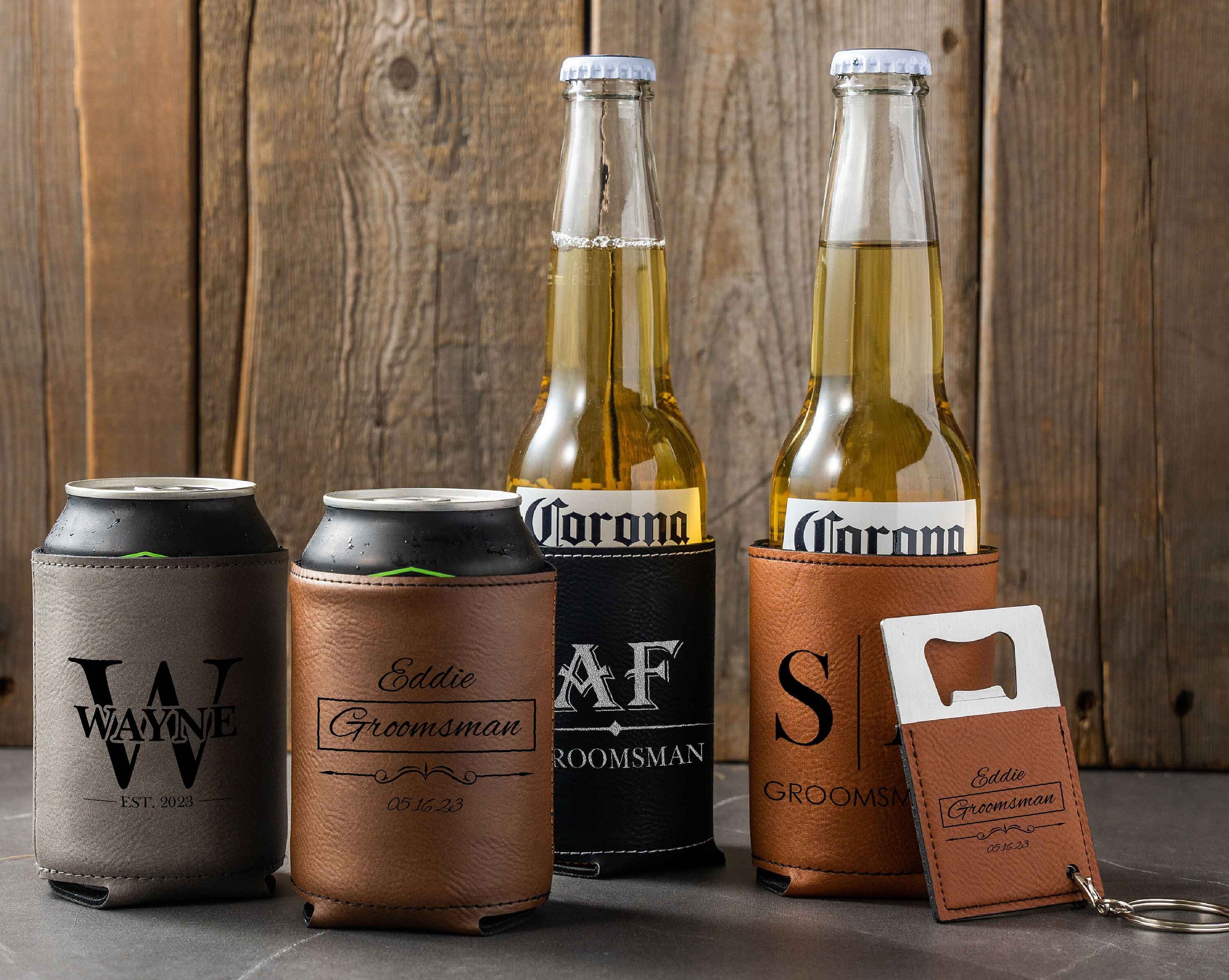 Custom Keychain Can Cooler Personalized Gift for Him | Engraved Bottle Holder Groomsmen Gifts | Beer Can Holder Dad Christmas Gift for Dad