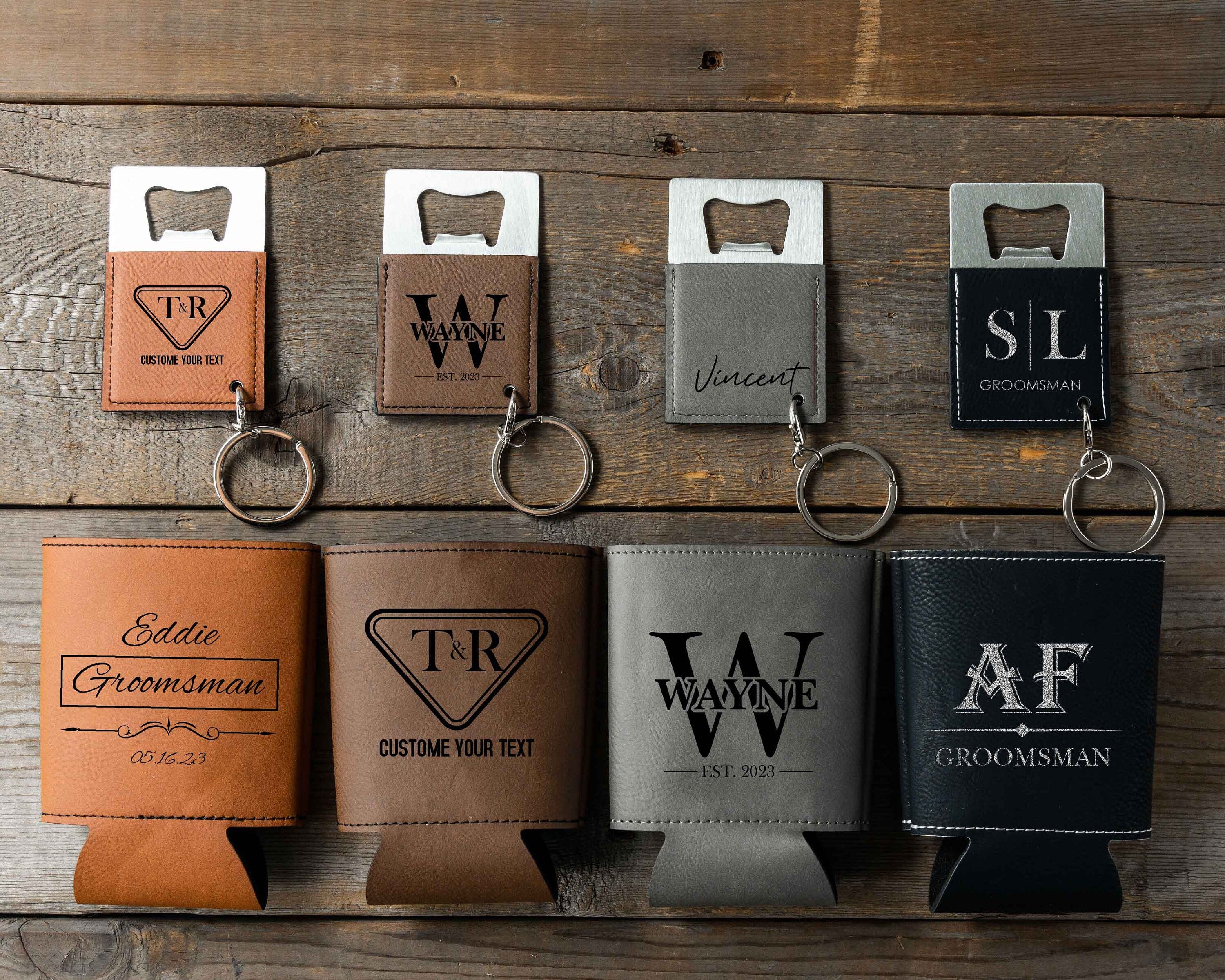 Custom Keychain Can Cooler Personalized Gift for Him | Engraved Bottle Holder Groomsmen Gifts | Beer Can Holder Dad Christmas Gift for Dad