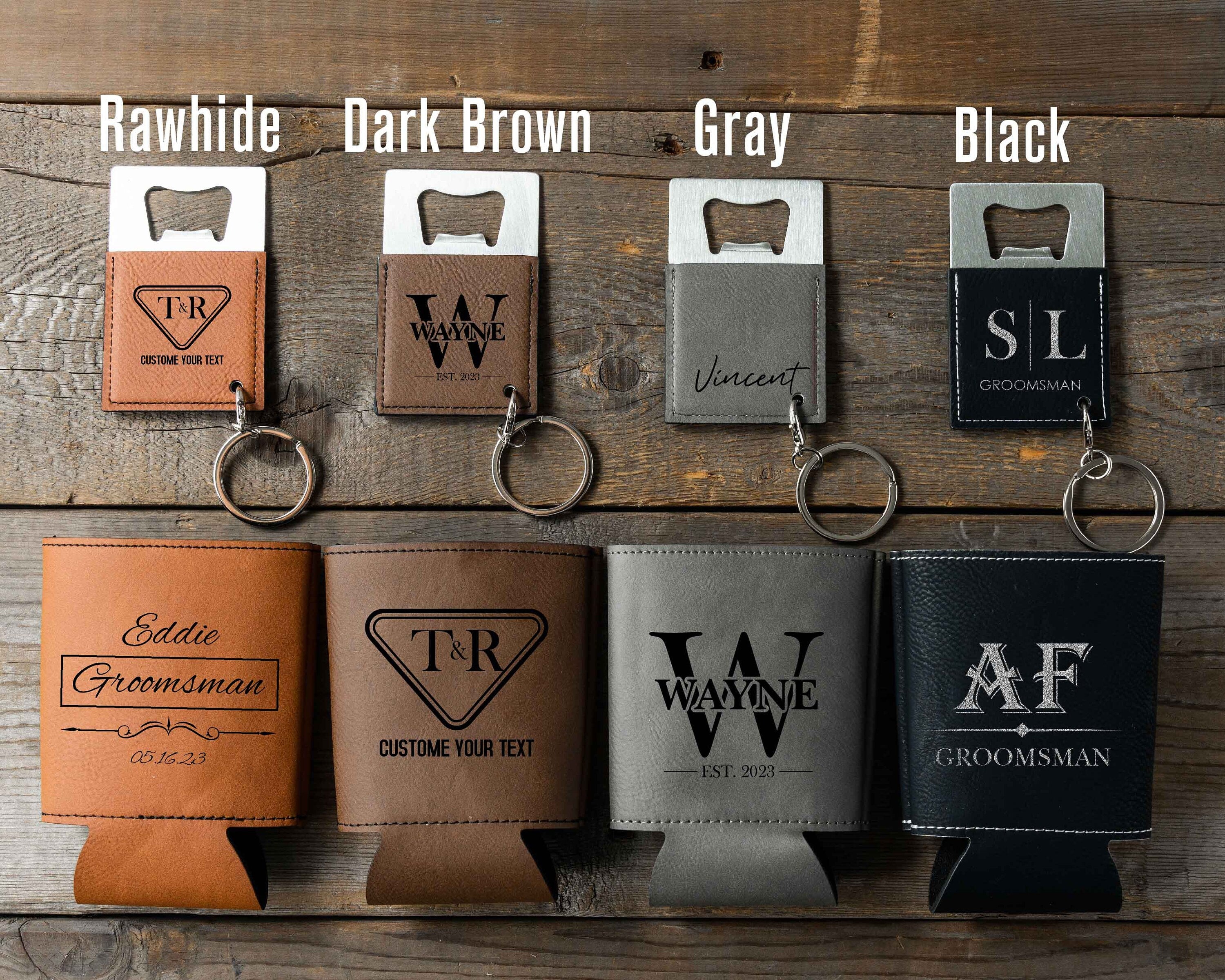 Custom Keychain Can Cooler Personalized Gift for Him | Engraved Bottle Holder Groomsmen Gifts | Beer Can Holder Dad Christmas Gift for Dad