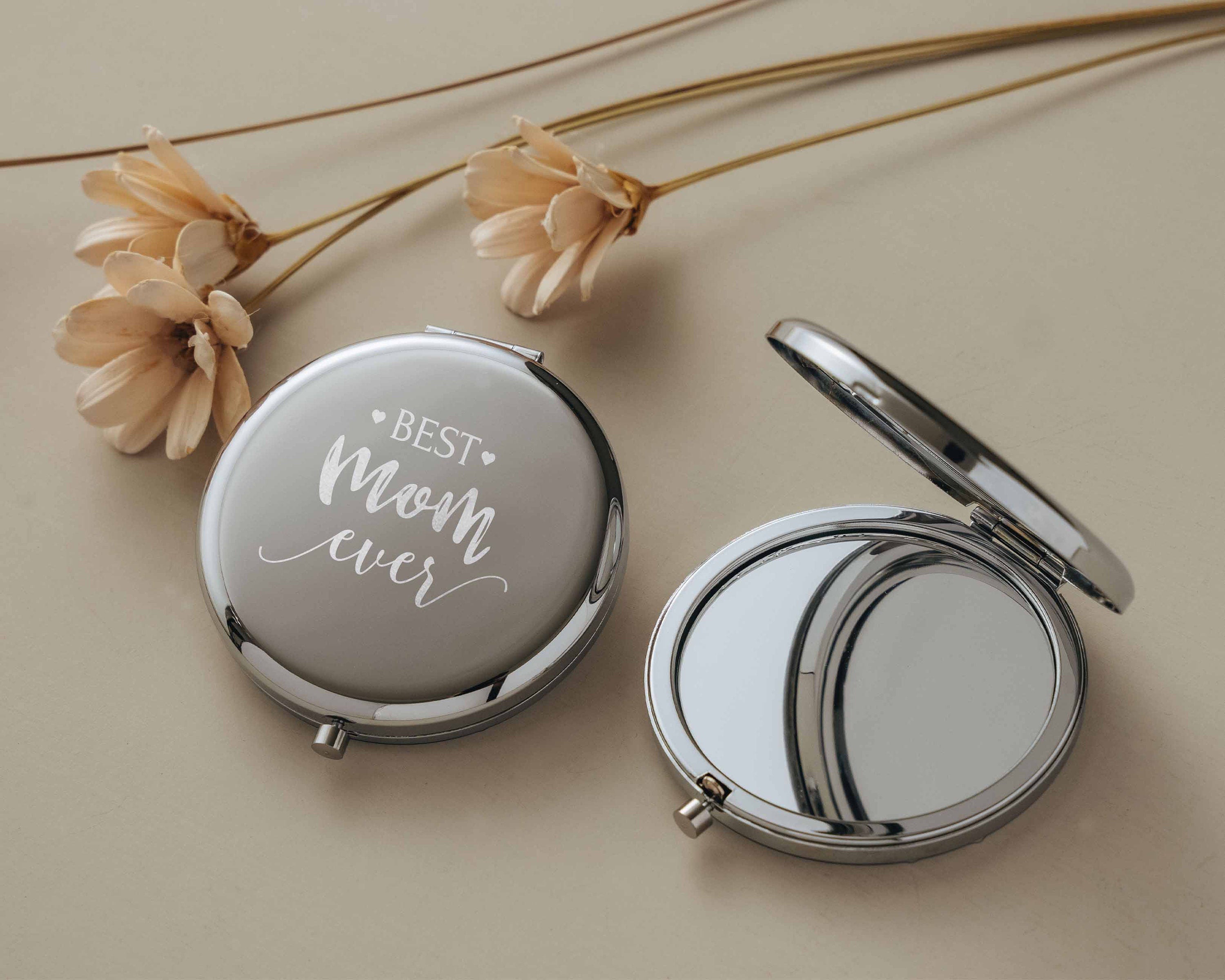 Personalized Compact Mirror, Bride Bridesmaid Gifts, Bridal Shower Gifts, Wedding Gifts, Engraved Pocket Mirror for Mother of Bride