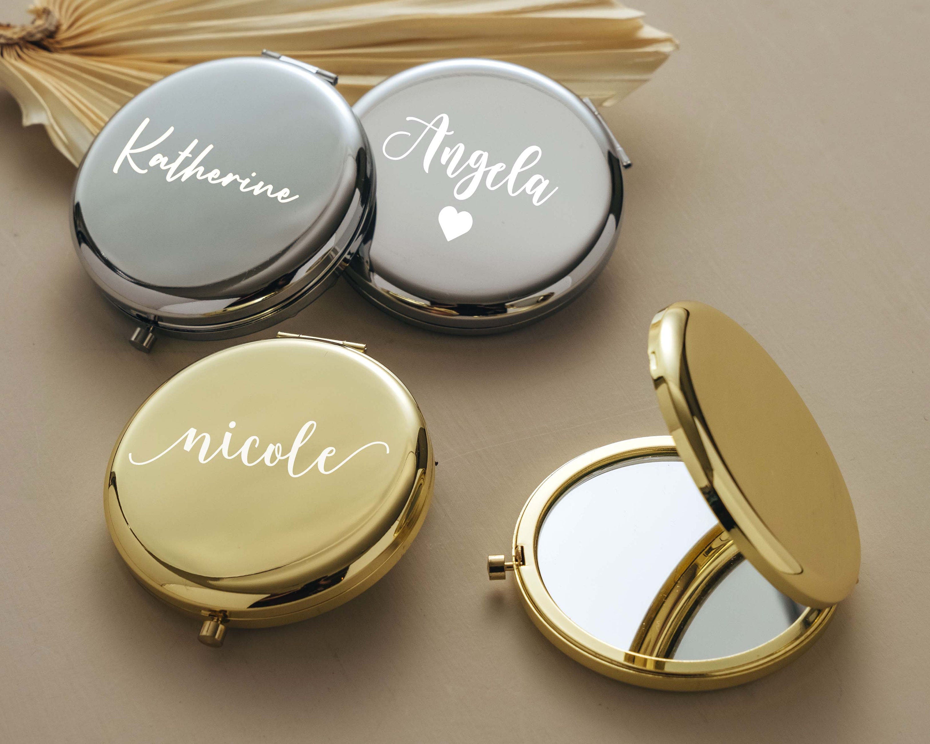 Personalized Compact Mirror, Bride Bridesmaid Gifts, Bridal Shower Gifts, Wedding Gifts, Engraved Pocket Mirror for Mother of Bride