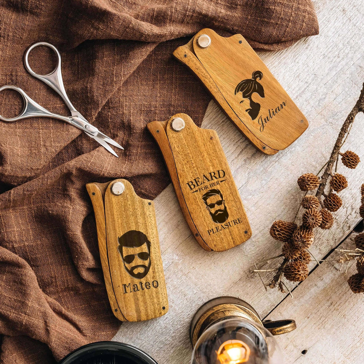 Personalized Gifts for Him, Wood Beard Comb, Custom Mustache Gifts for Bearded Men,  Christmas Gifts, Holiday Gifts, Birthday Gift, Gifts for Husband, ,Gifts for Dad