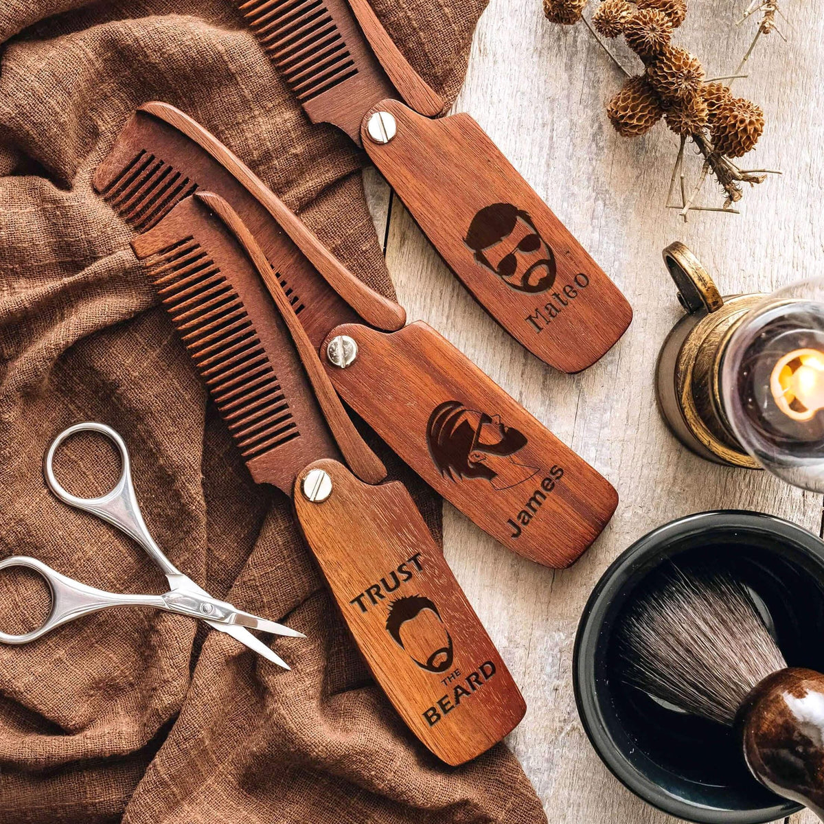 Personalized Gifts for Him, Wood Beard Comb, Custom Mustache Gifts for Bearded Men,  Christmas Gifts, Holiday Gifts, Birthday Gift, Gifts for Husband, ,Gifts for Dad