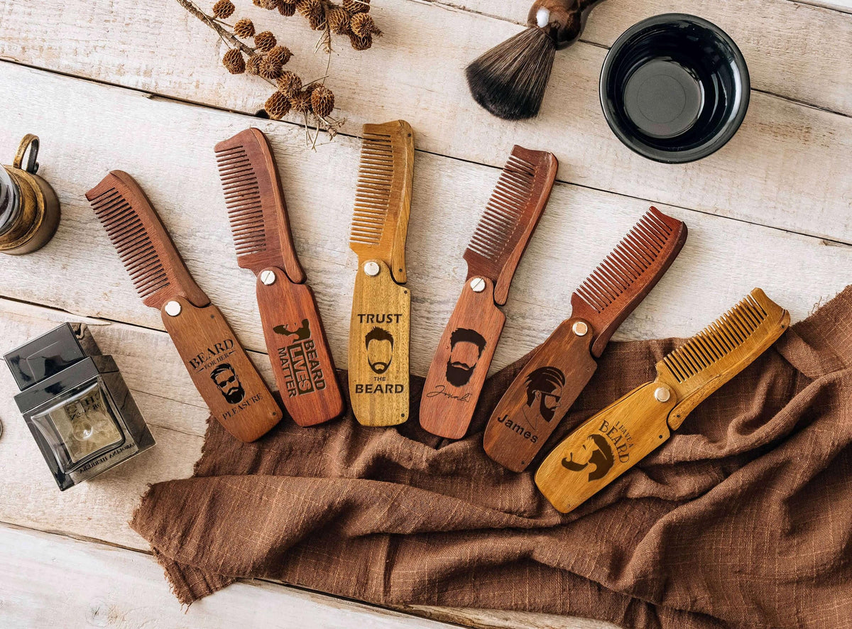 Personalized Gifts for Him, Wood Beard Comb, Custom Mustache Gifts for Bearded Men,  Christmas Gifts, Holiday Gifts, Birthday Gift, Gifts for Husband, ,Gifts for Dad