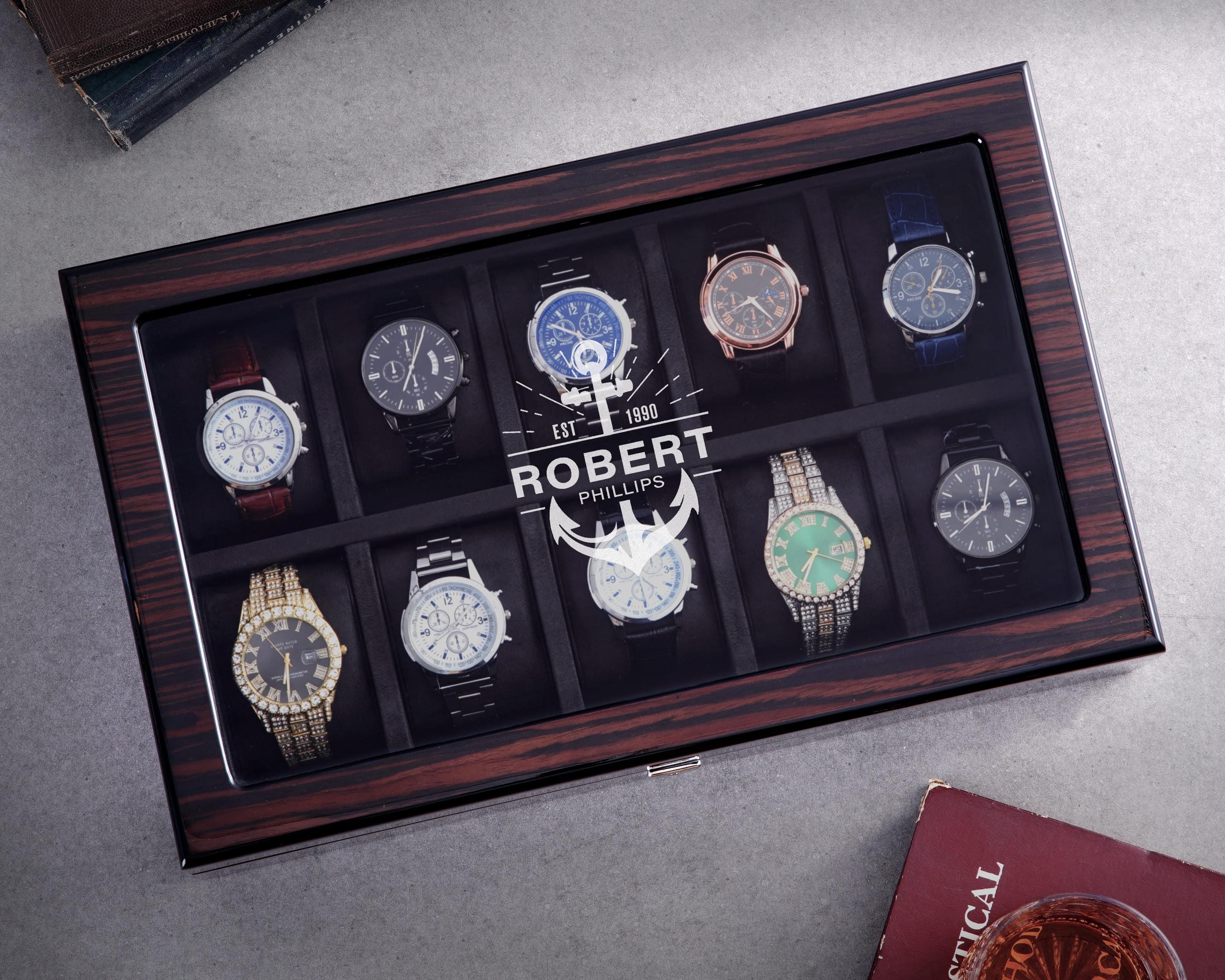 a box of watches sitting on a table