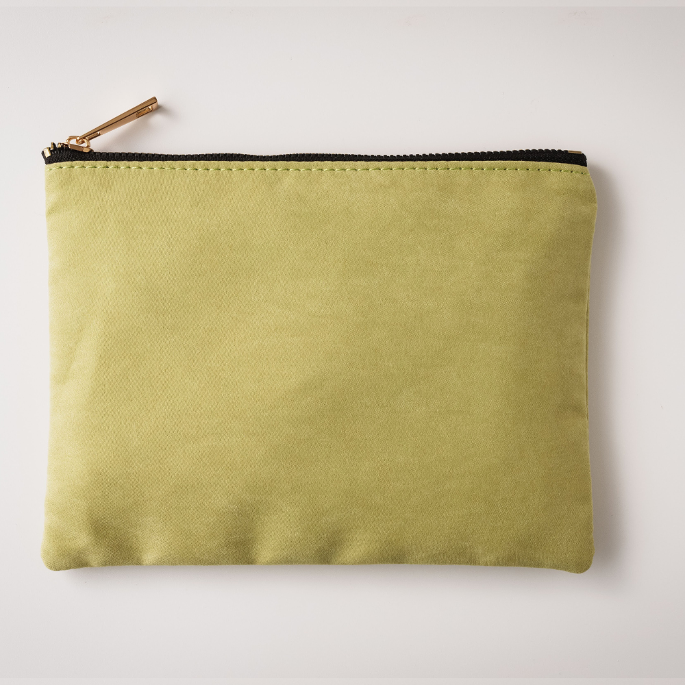 Suede Makeup Bag with Black Zipper