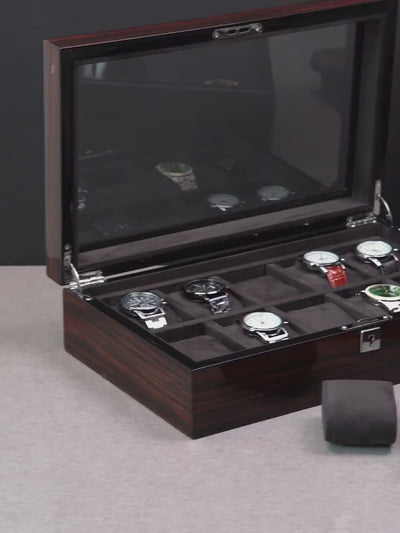Customized Piano Lacquer Watch Box, Fathers Day Gift, Personalized Men Gift, 6 Slot or 10 Slot Watch Storage, Engraved Watch Organizer