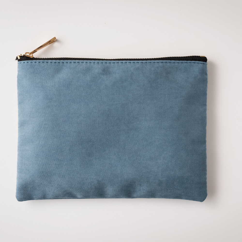 Suede Makeup Bag with Black Zipper