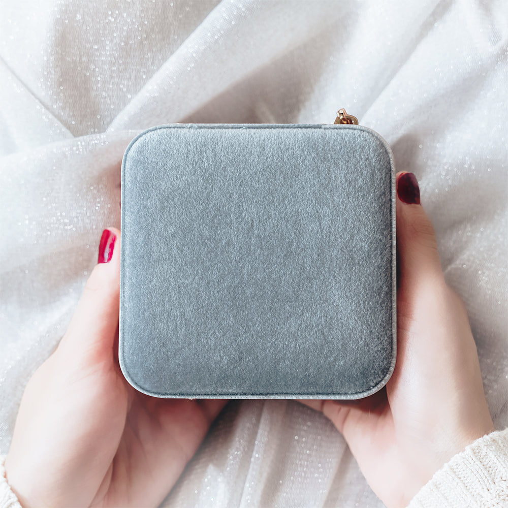 Velvet Jewelry Box with Birth Flower