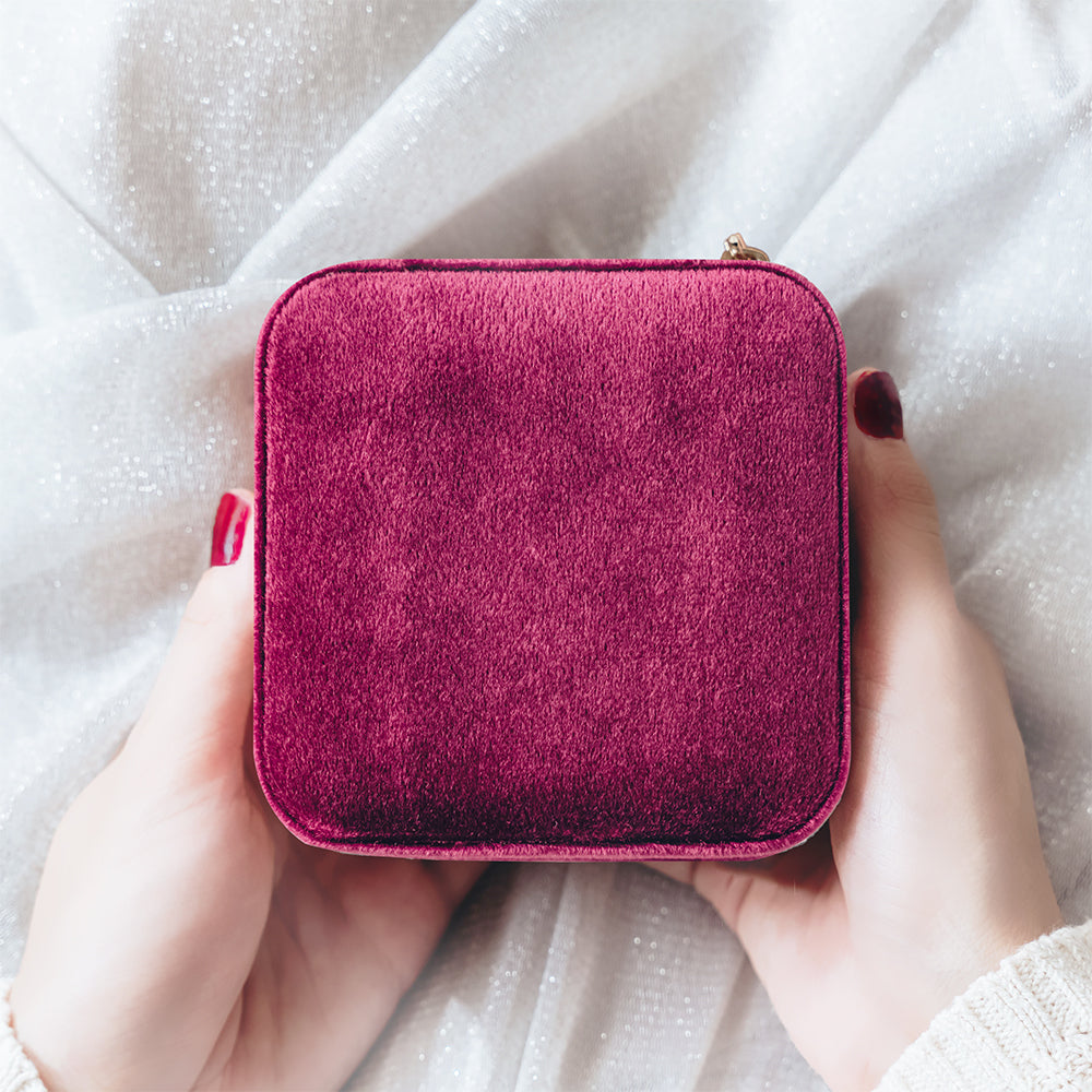 Velvet Jewelry Box with Birth Flower