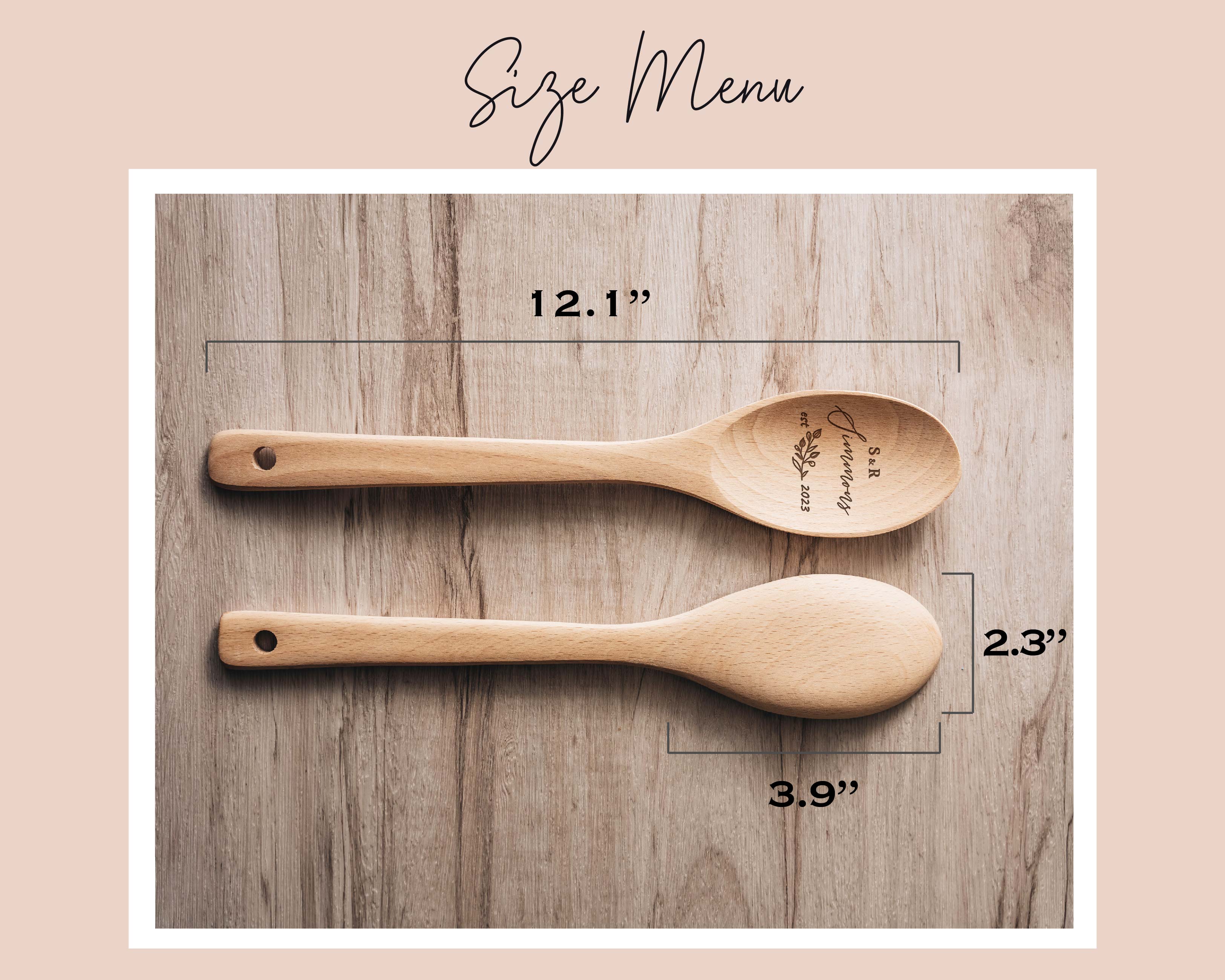 12-Inch Engraved Large Wooden Mixing Spoon