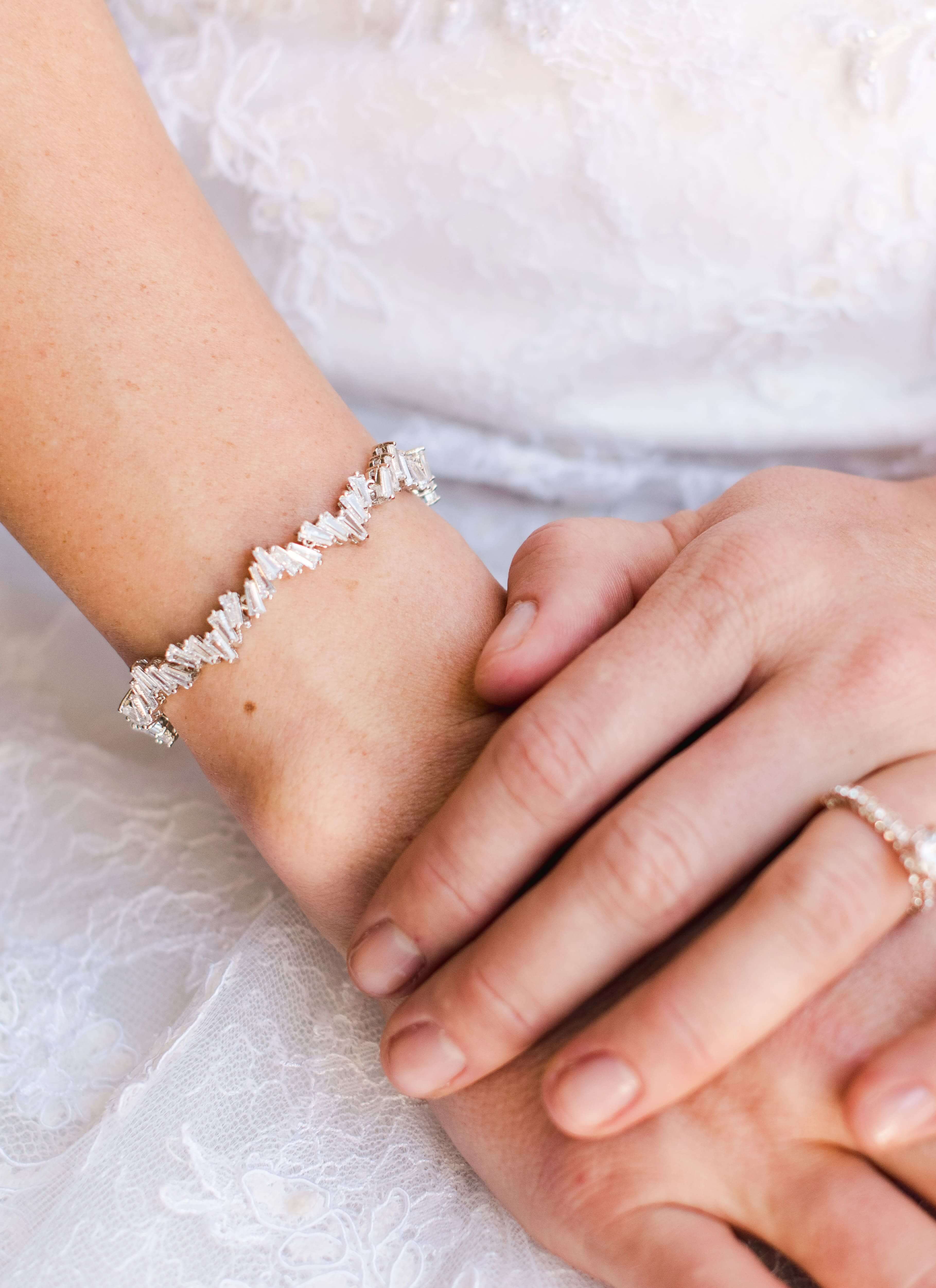 Multiple views of the Sparkly Dainty Bracelet, showcasing its delicate design and sparkling details.