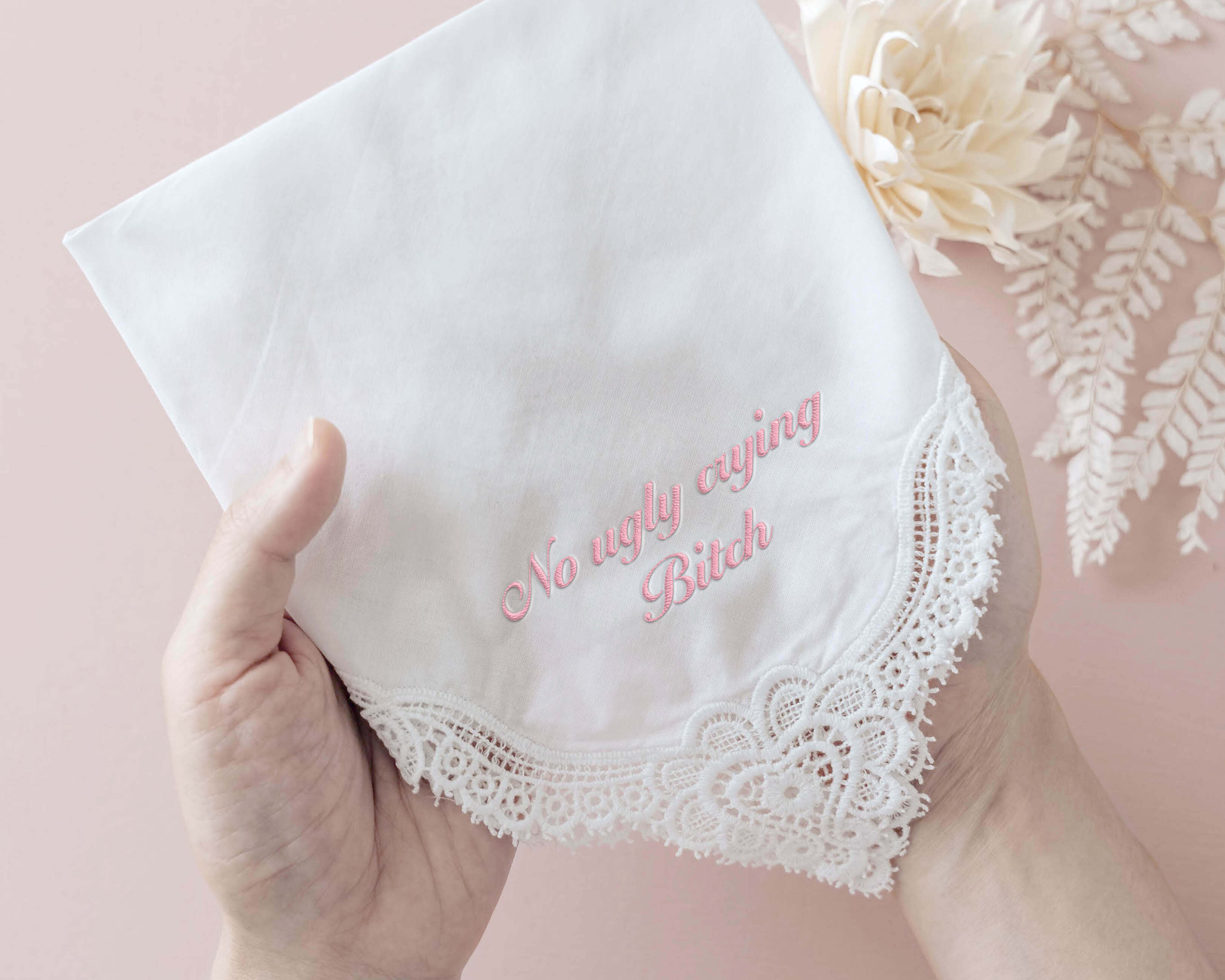 Personalized Wedding Handkerchief with name and wedding date and message. - Hundred Hearts